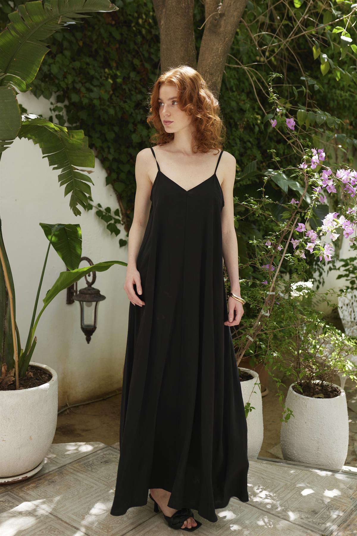 3327 ASKILI ELBİSE SİYAH