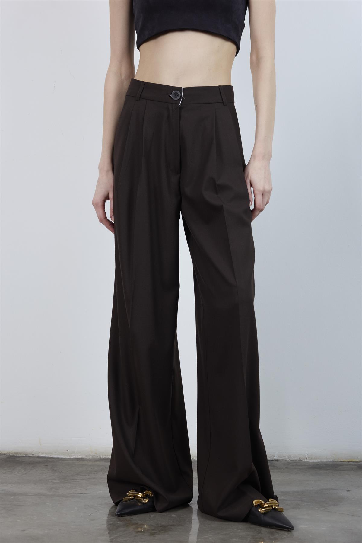 50997 POLİVİSKON PANTOLON KOYU KAHVE