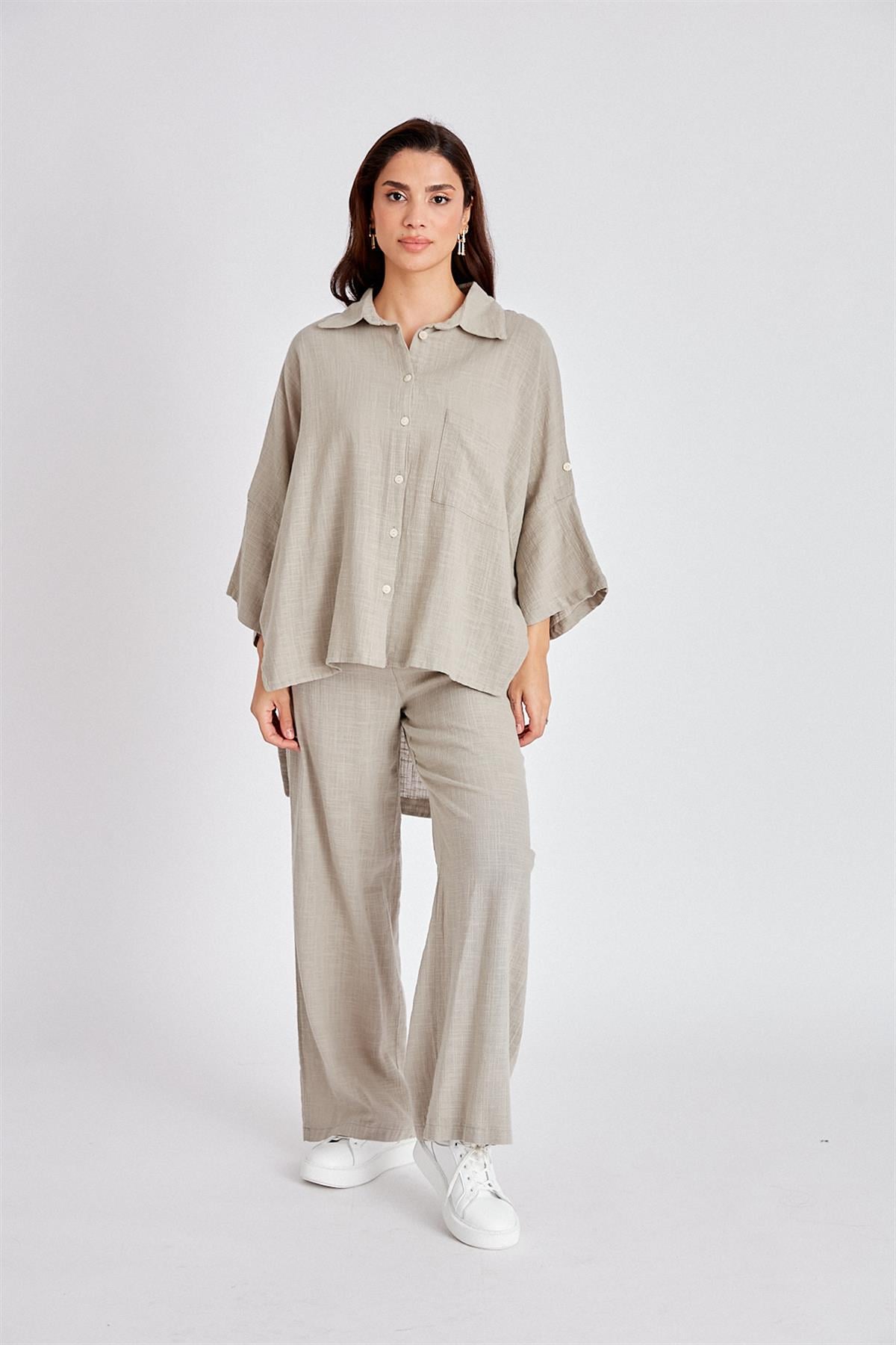 50554 LASTİKLİ BORU PAÇA PANTOLON TAŞ