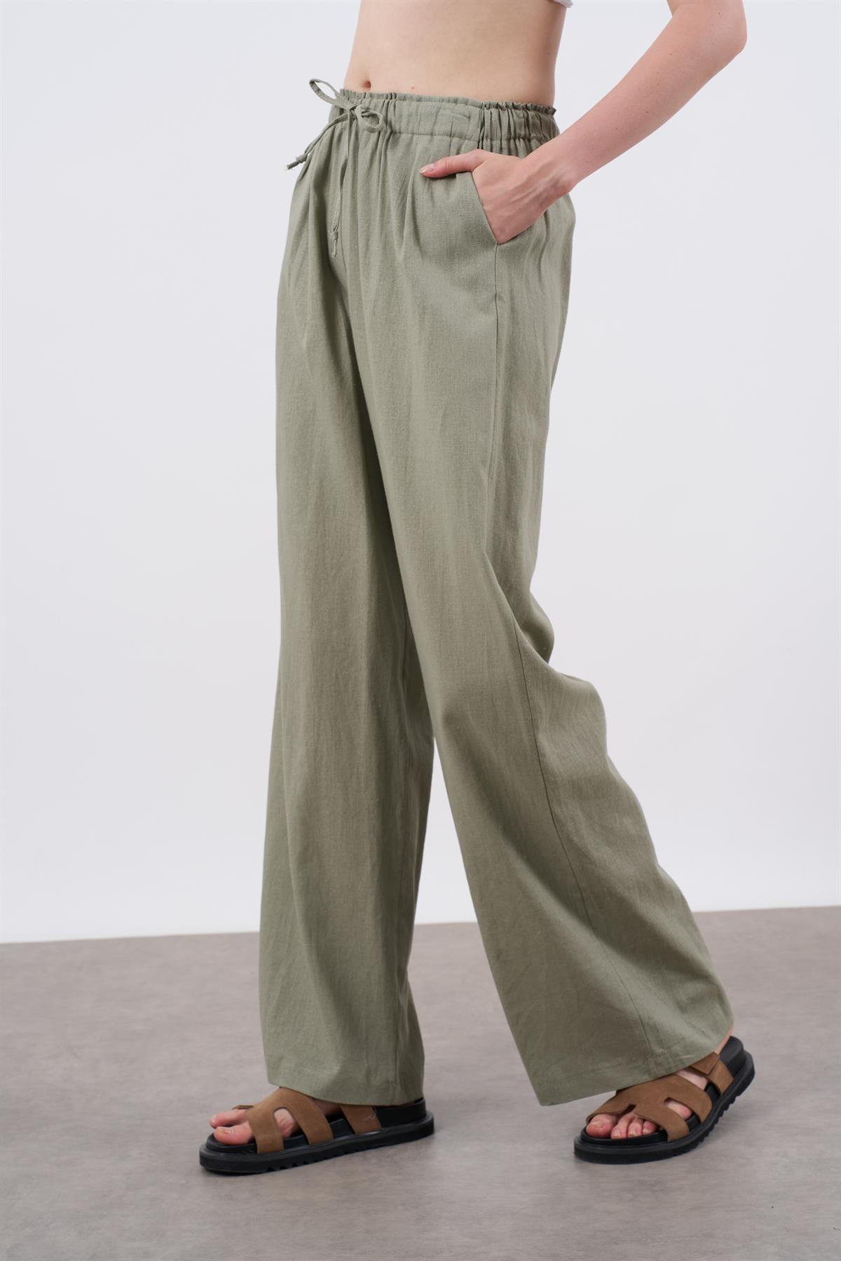 51017 KETEN PANTOLON ÇAĞLA YEŞİL