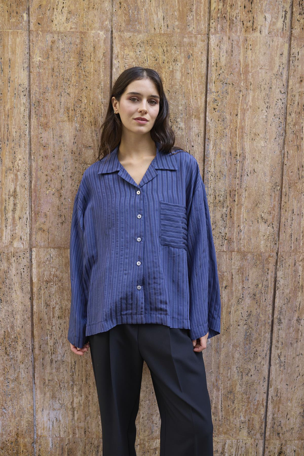 4998 OVERSIZE GÖMLEK LACİVERT