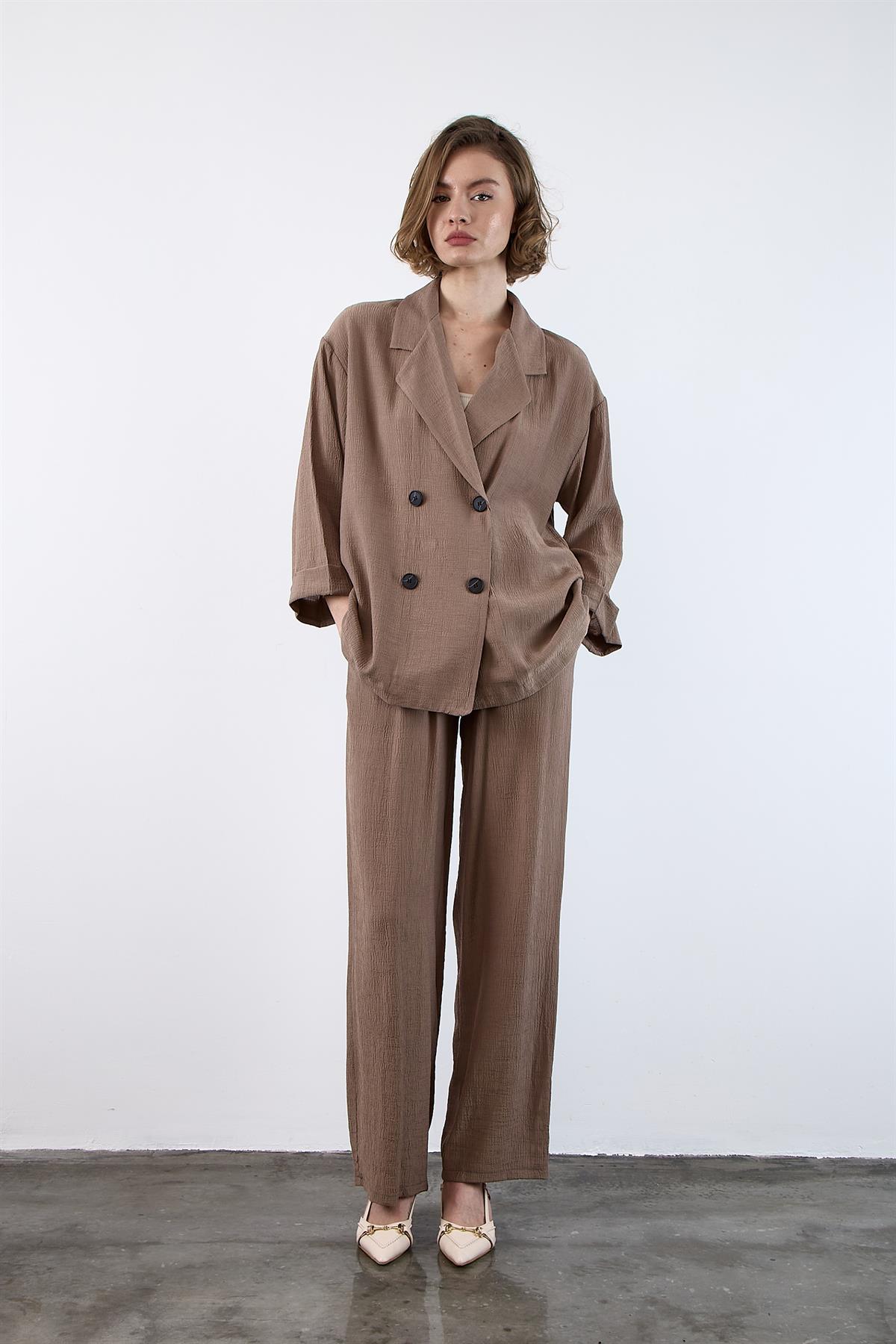 51107 CEKET PANTOLON TAKIM VİZON