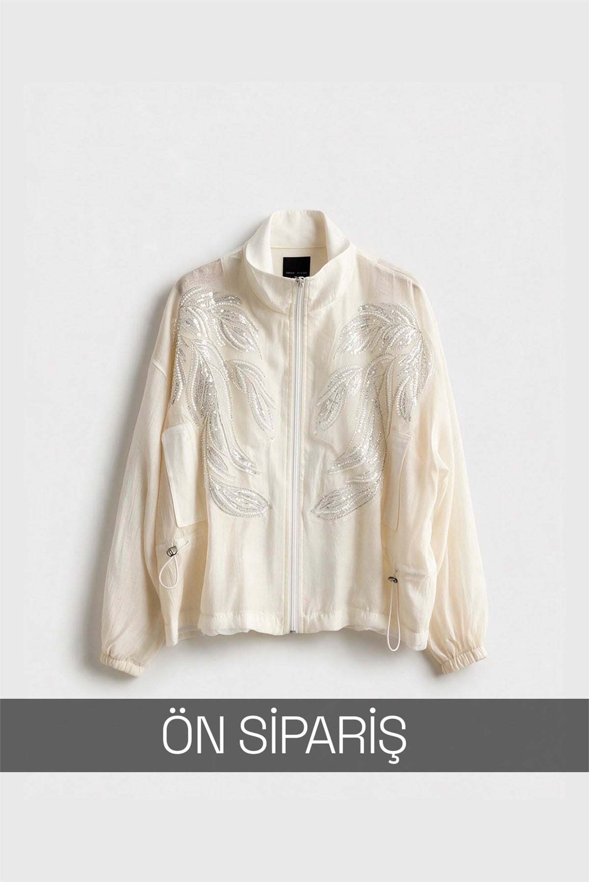 9773 NAKIŞLI DİK YAKALI MONT OFF WHITE