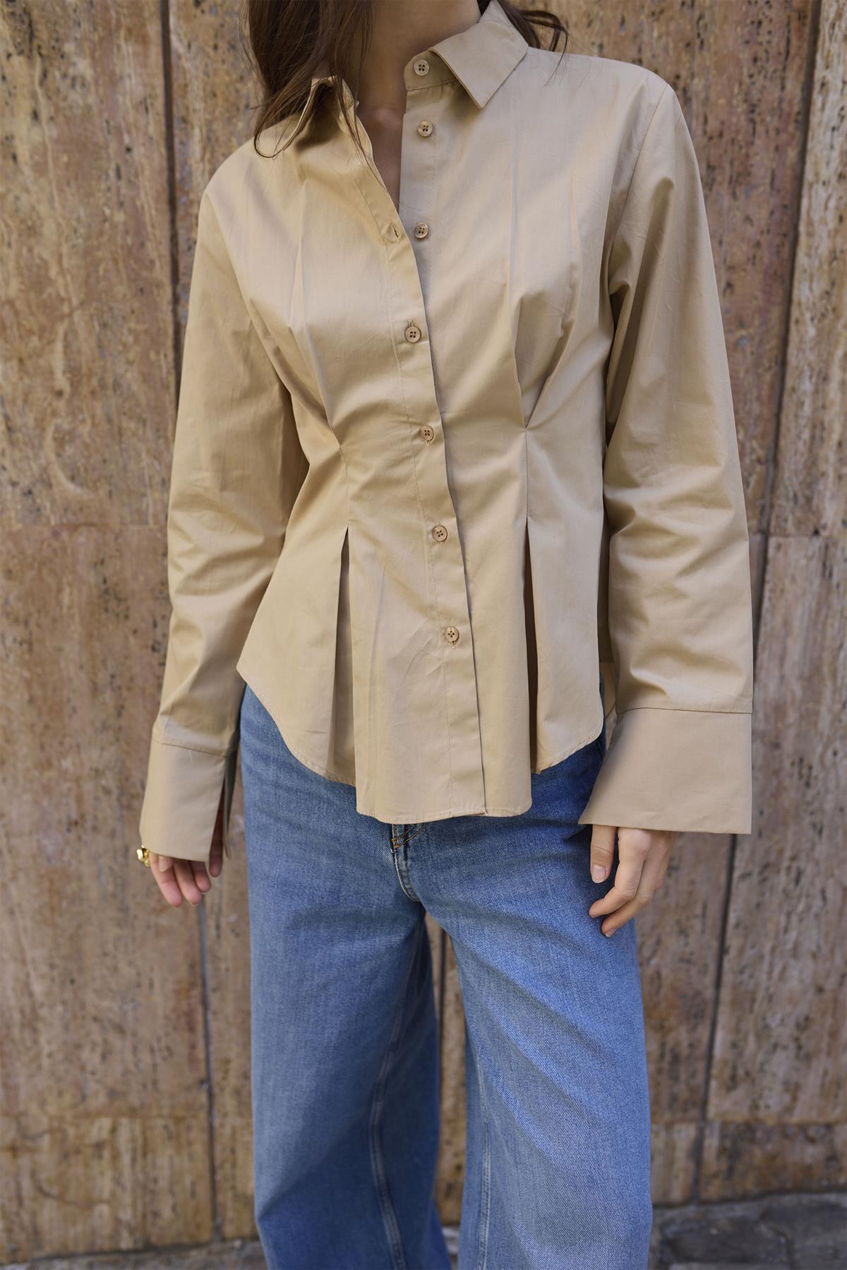 4965 PİLİLİ GÖMLEK CAMEL