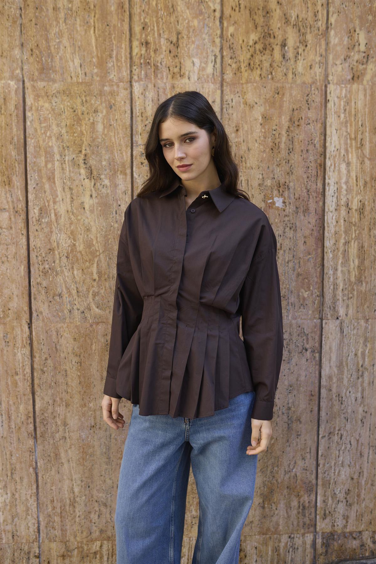 4996 PİLİLİ GÖMLEK KAHVE