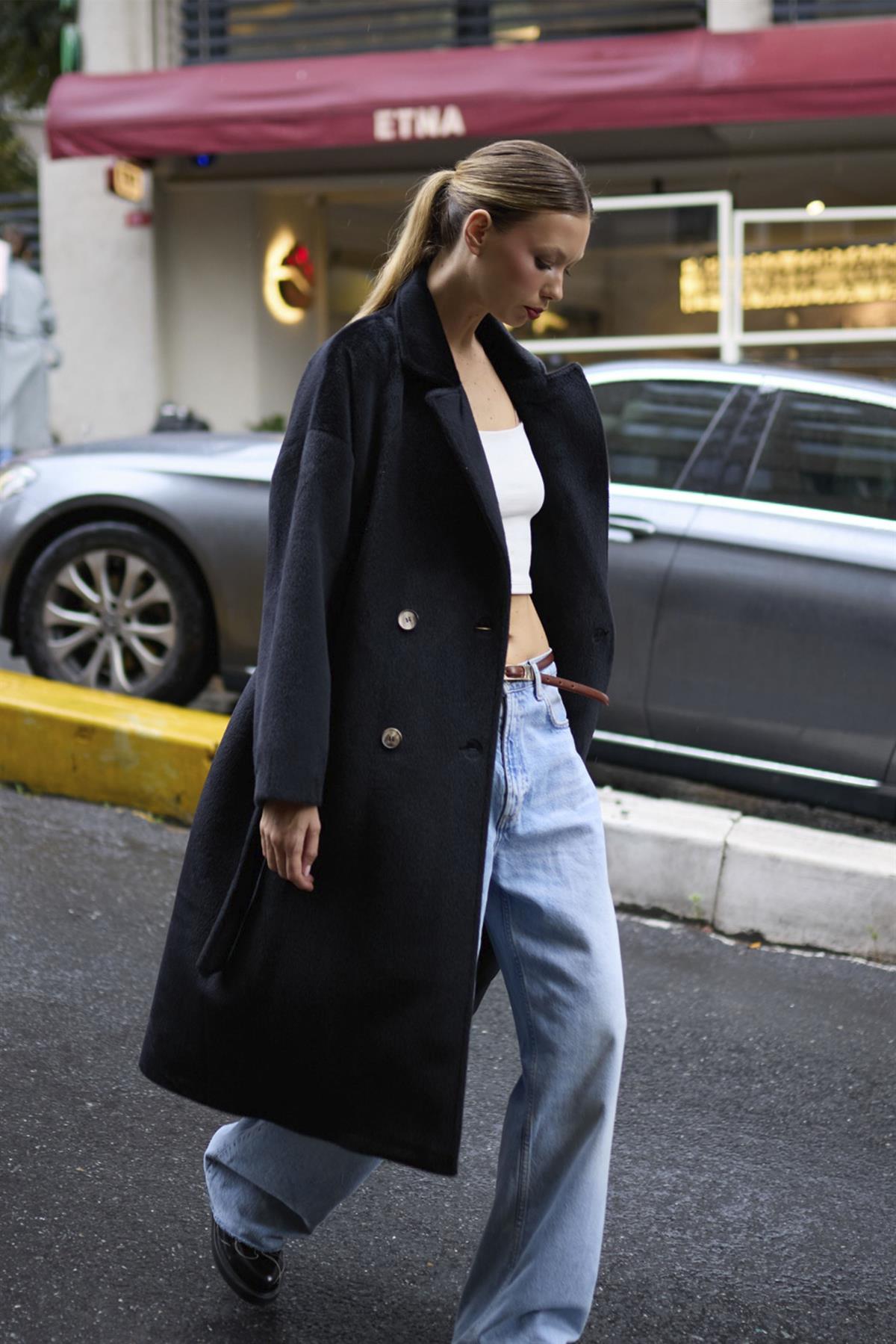 9610 PELUŞ TRENÇ SİYAH