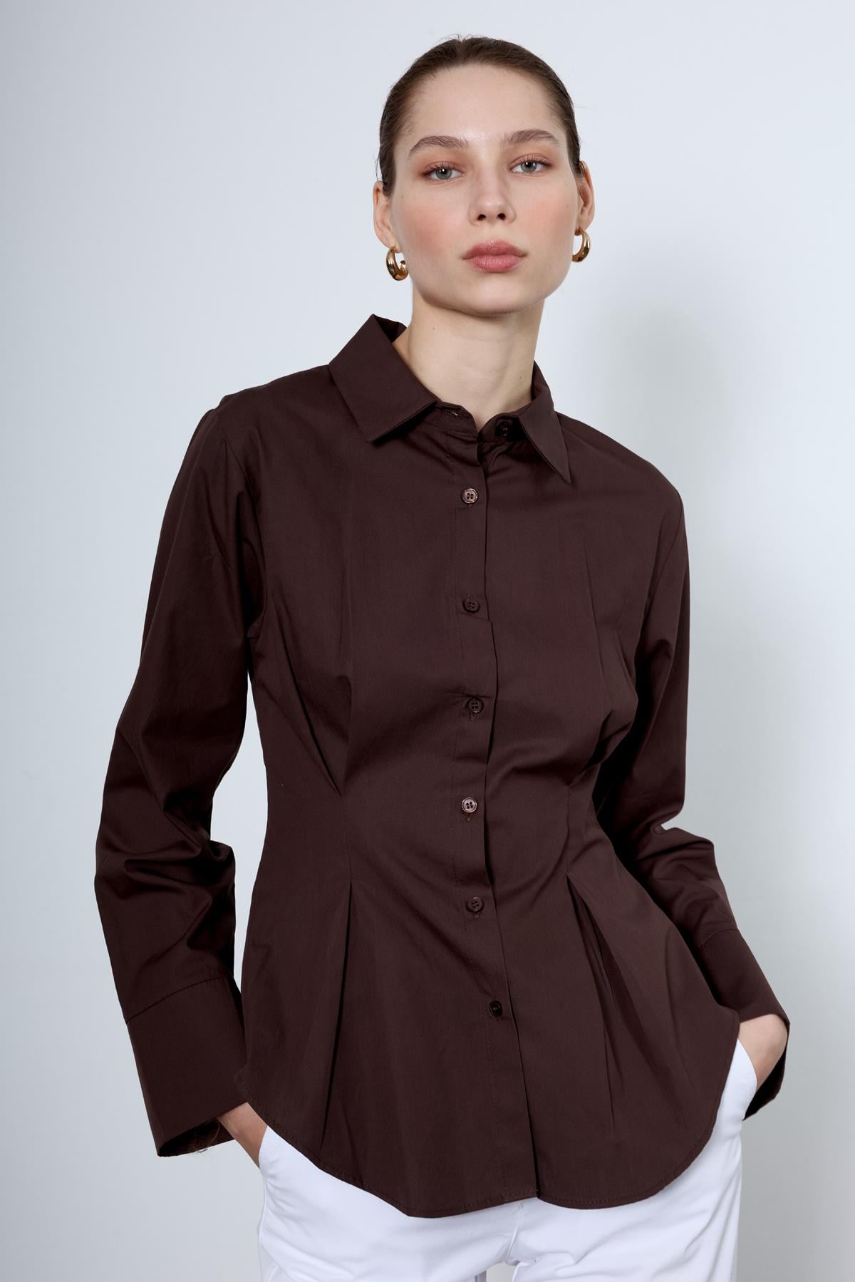 4965 PİLİLİ GÖMLEK KAHVE