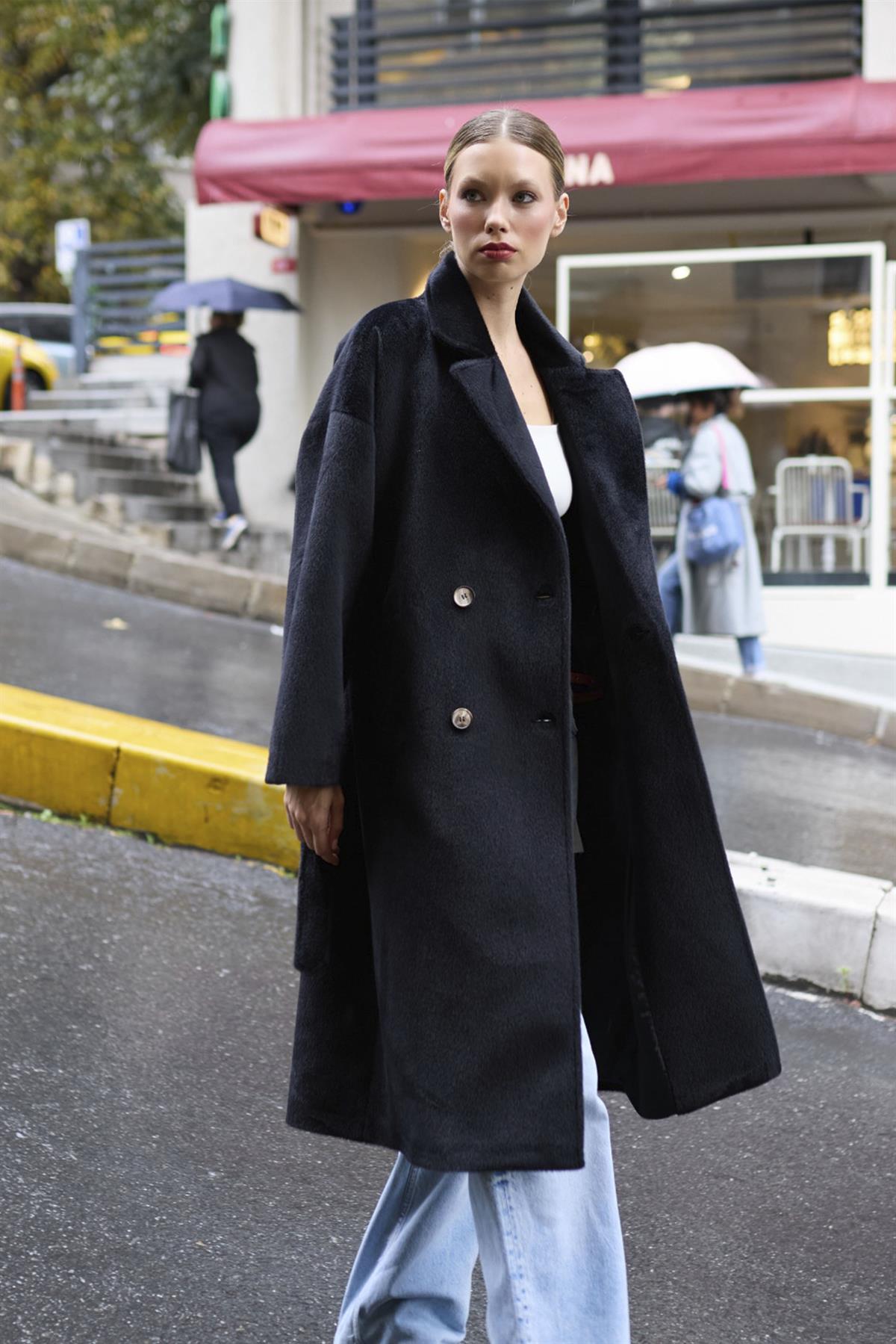 9610 PELUŞ TRENÇ SİYAH