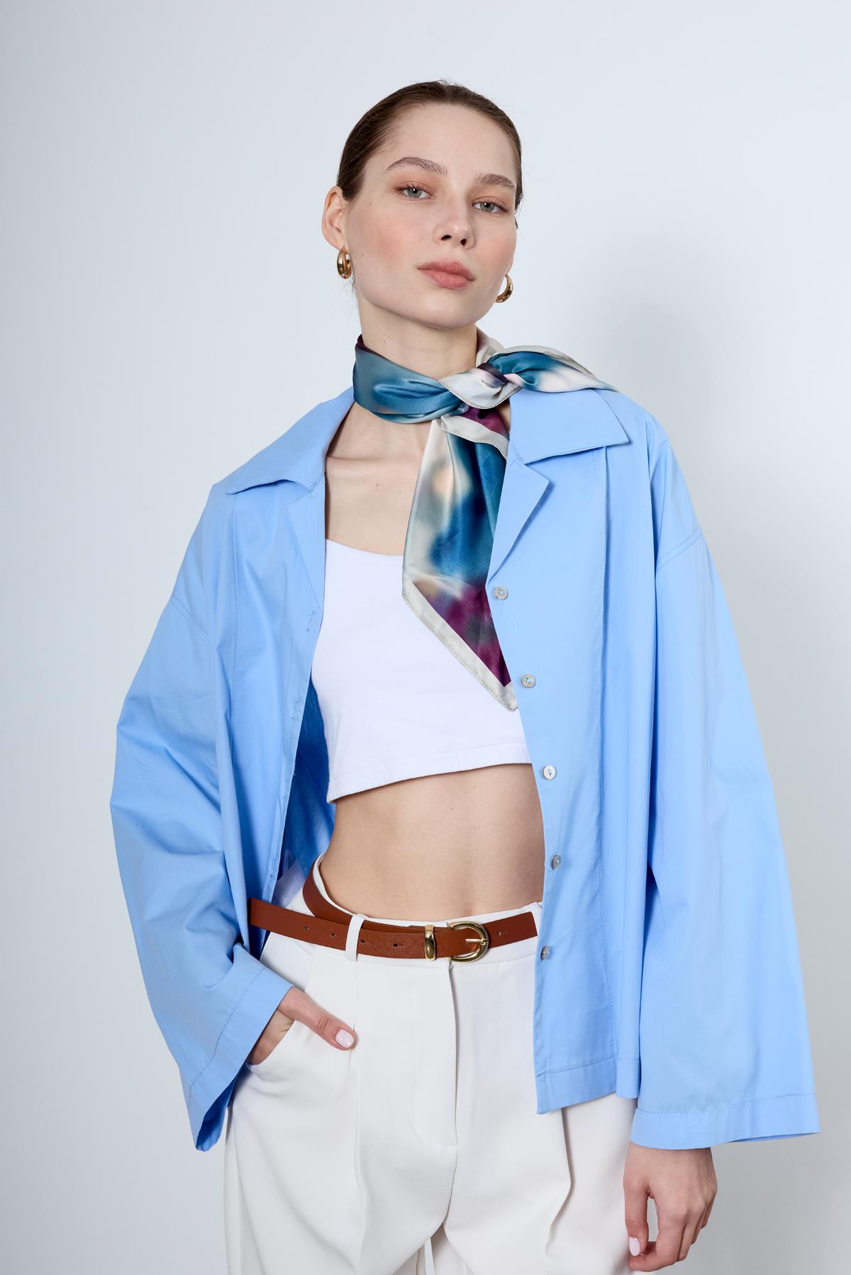 4952 OVERSIZE GÖMLEK BEBE MAVİ