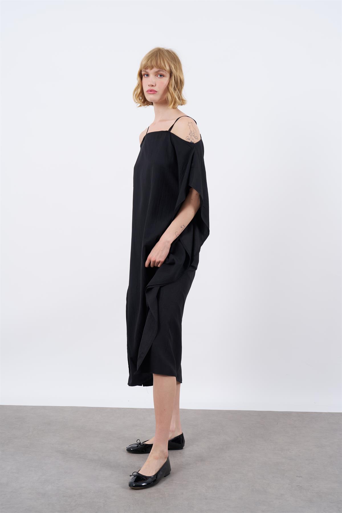 3195 ASKILI ELBİSE SİYAH