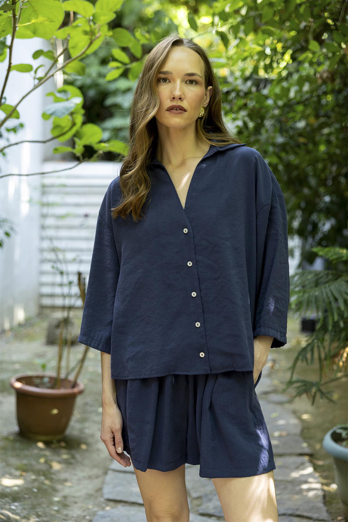 51161 GÖMLEK ŞORT TAKIM LACİVERT