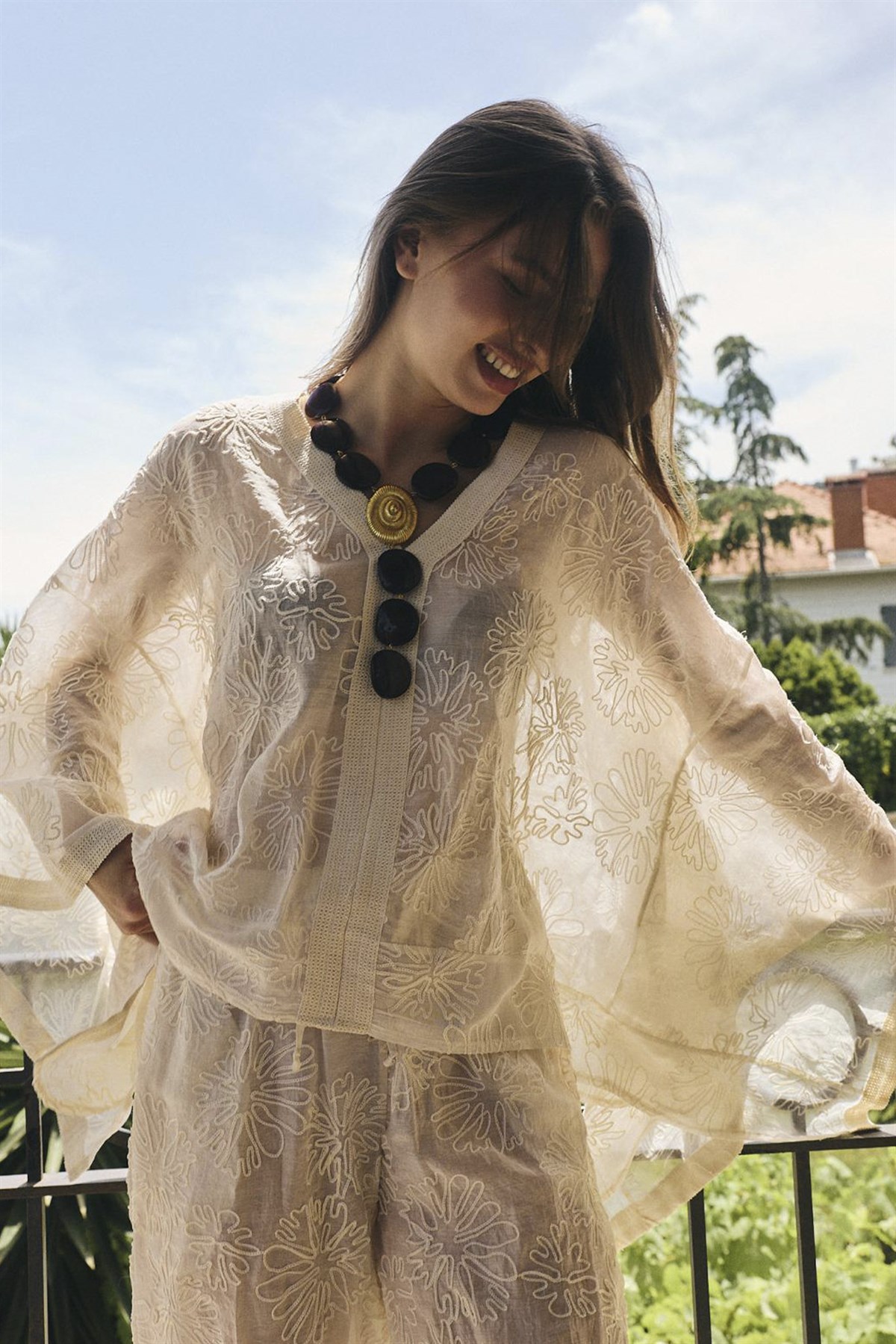 5100 NAKIŞLI KİMONO OFF WHITE