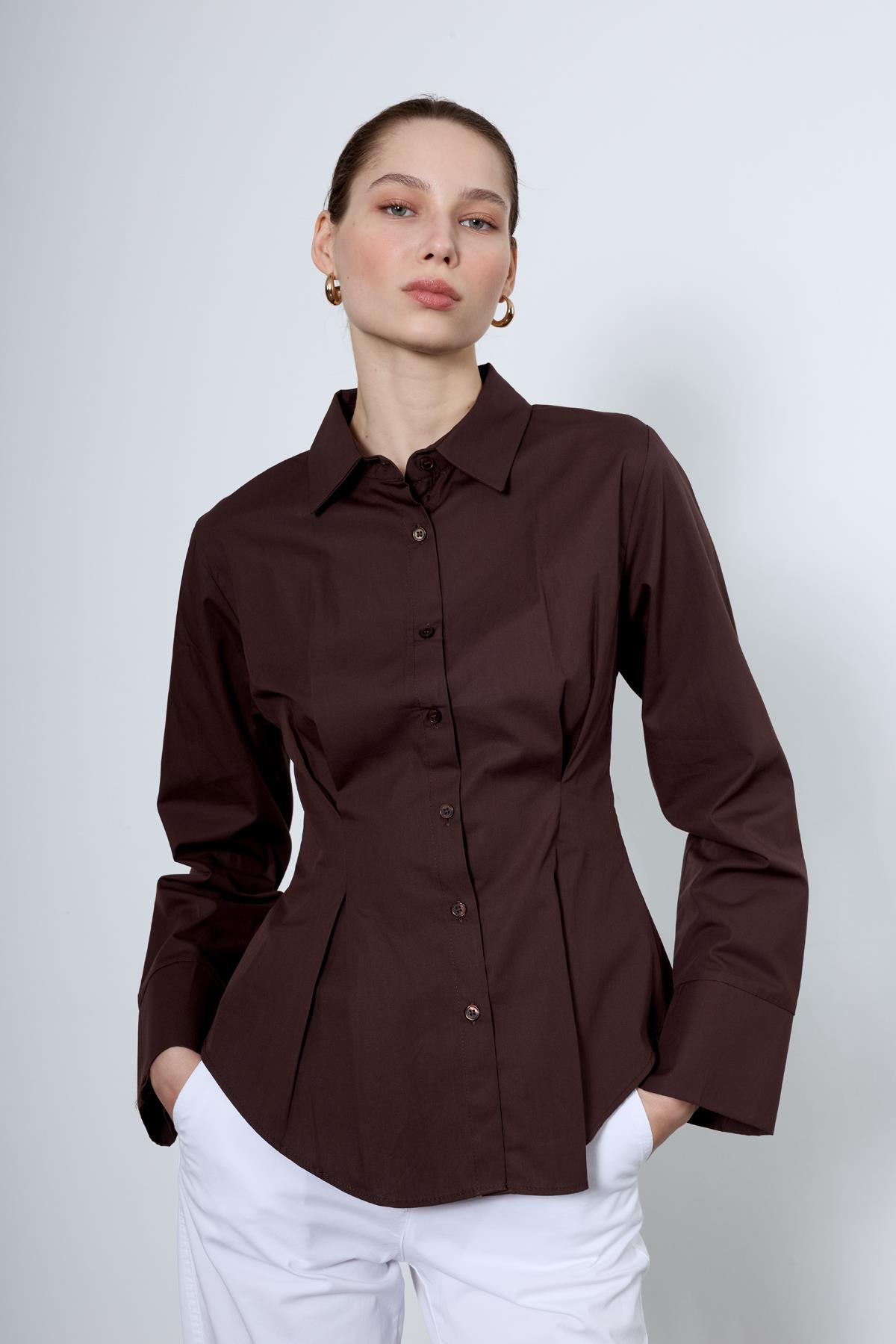 4965 PİLİLİ GÖMLEK KAHVE