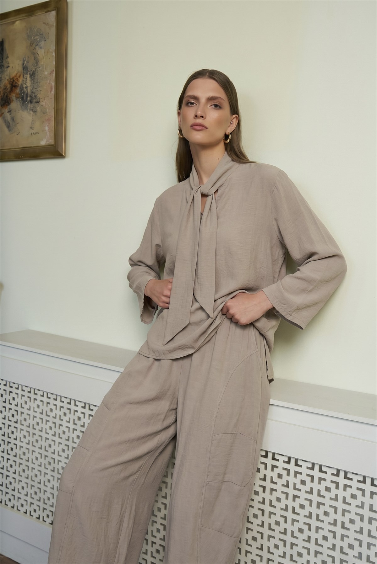 51342 BLUZ PANTOLON TAKIM VİZON