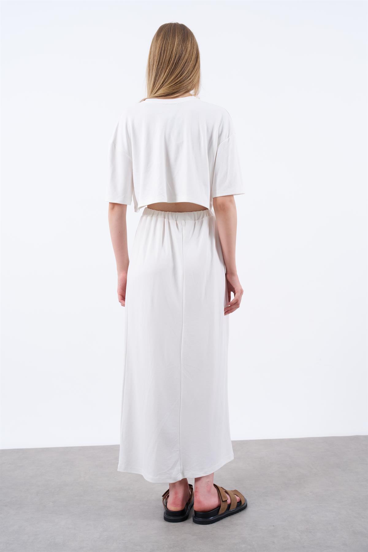 51021 TİŞORT ETEK TAKIM BEYAZ