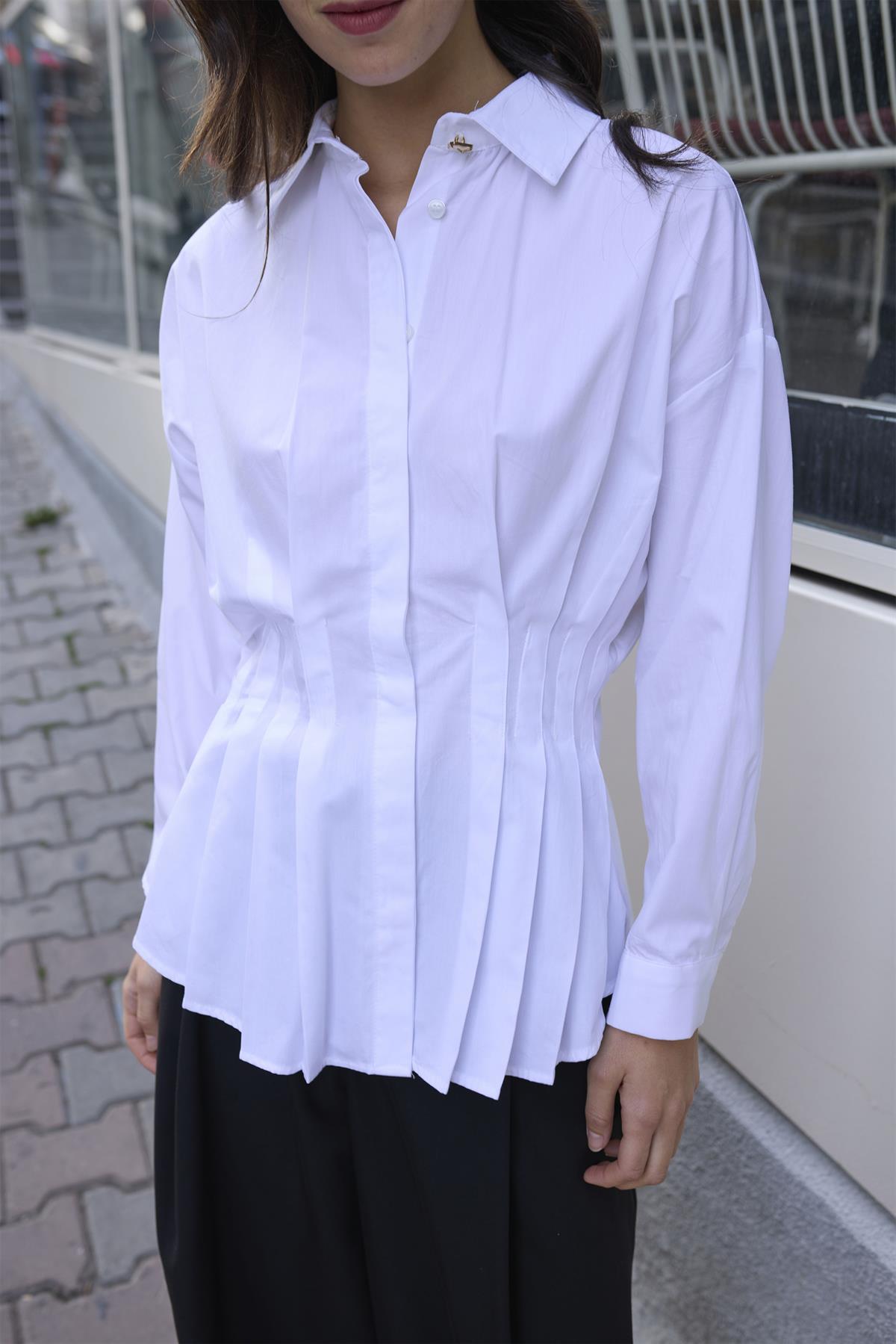 4996 PİLİLİ GÖMLEK BEYAZ