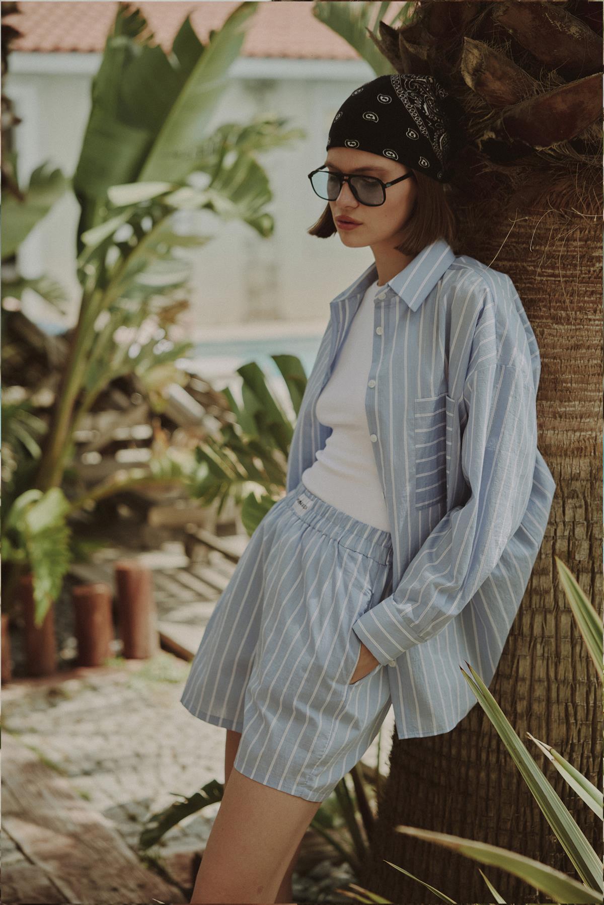 51177 GÖMLEK ŞORT TAKIM MAVİ