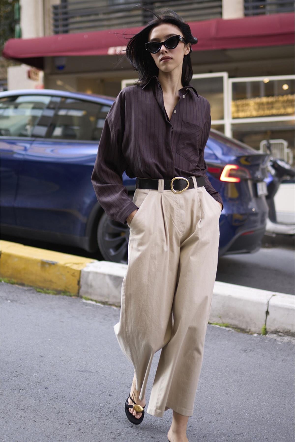 51223 KEMERLİ PANTOLON TAŞ