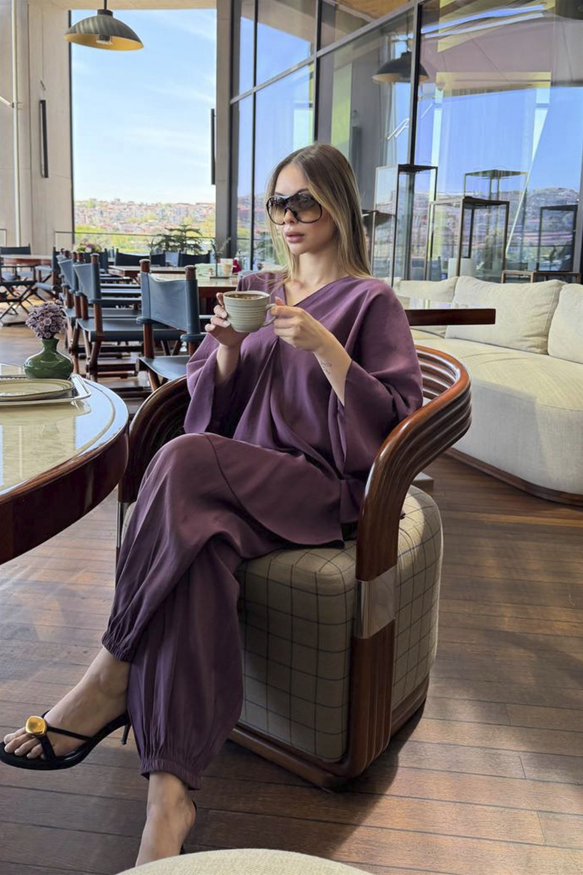 51337 BLUZ PANTOLON TAKIM VİŞNE