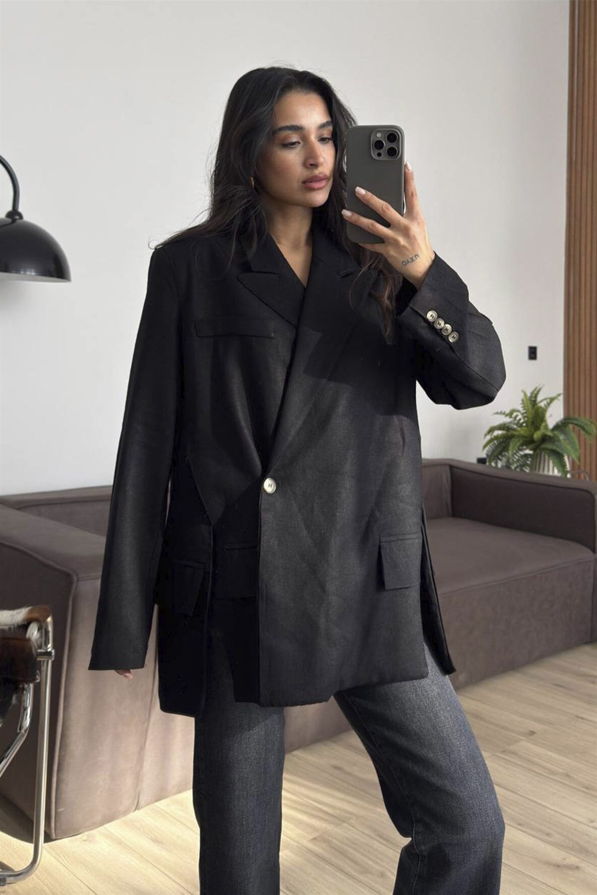 9670 KETEN BLAZER CEKET SİYAH