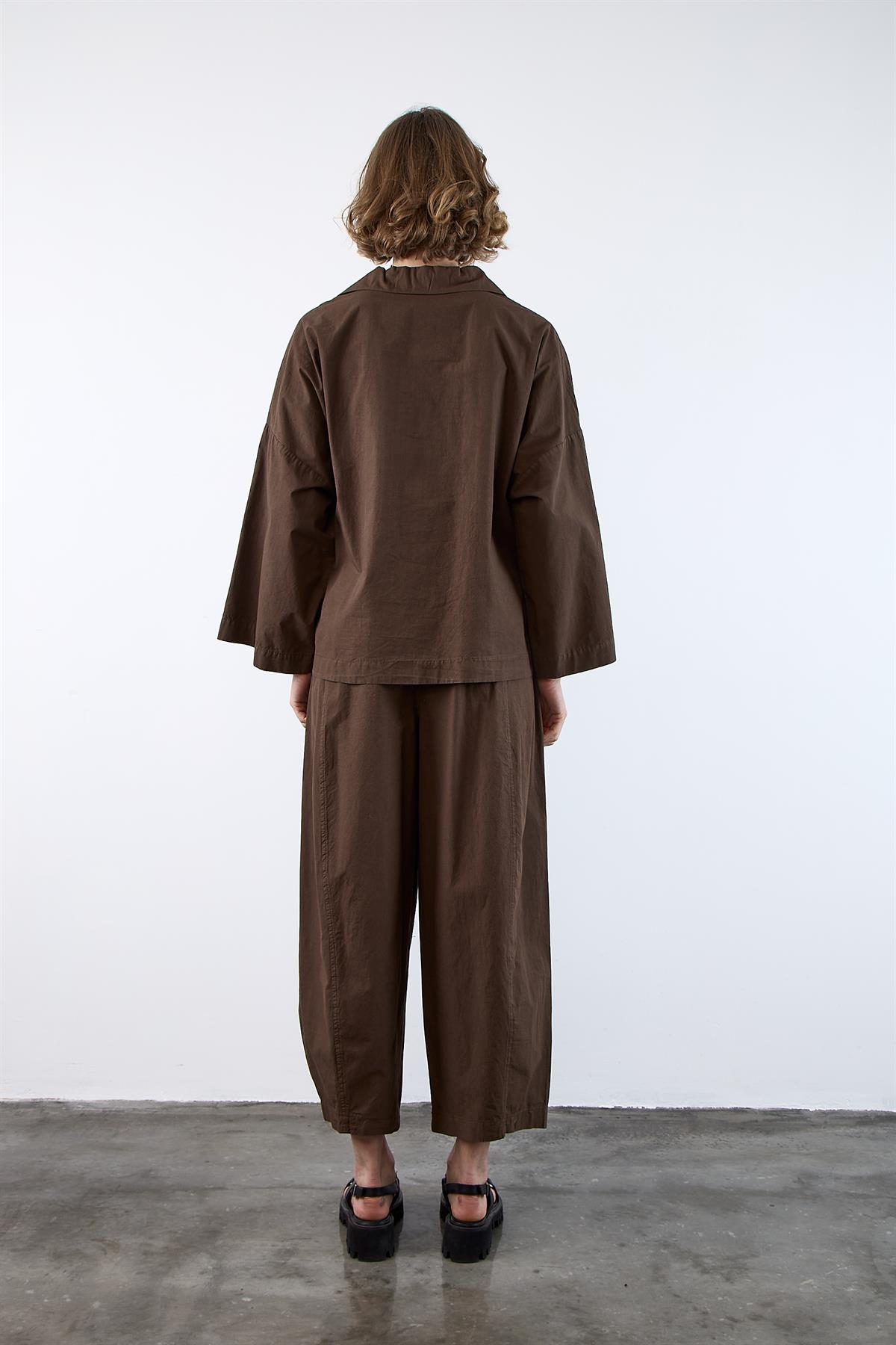 51121 GÖMLEK PANTOLON TAKIM KAHVE