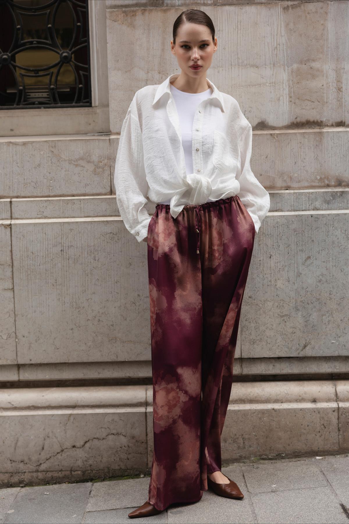 51138 EMPİRME SATEN PANTOLON MÜRDÜM