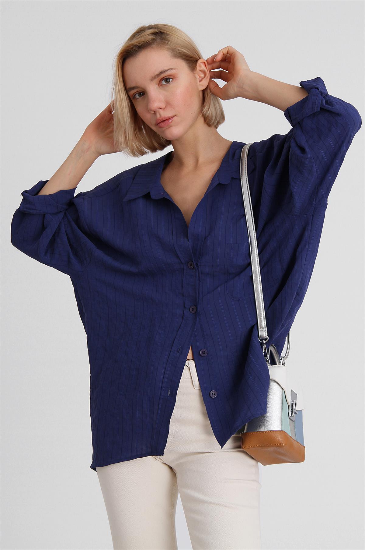 4758 OVERSIZE GÖMLEK(4612) LACİVERT