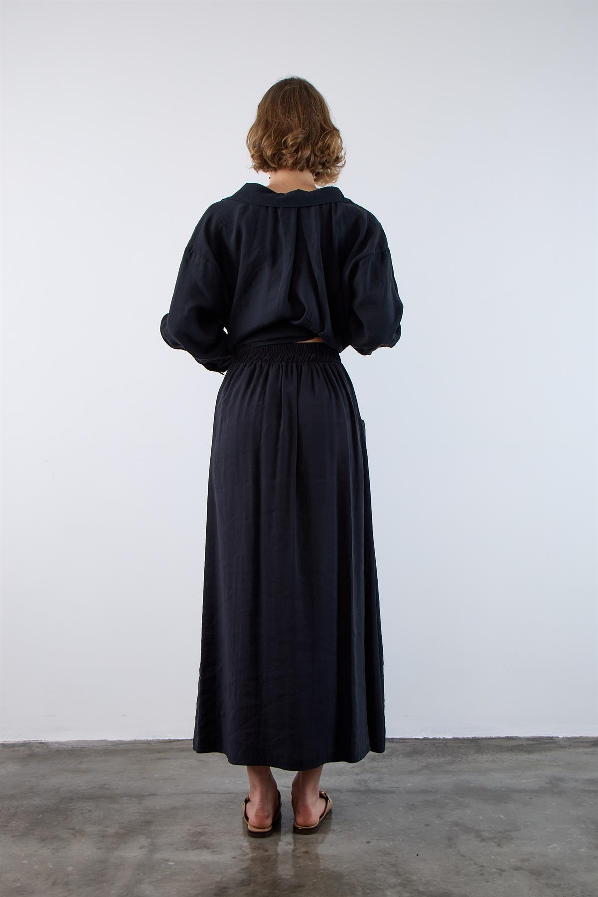 3264 LASTİKLİ ETEK SİYAH