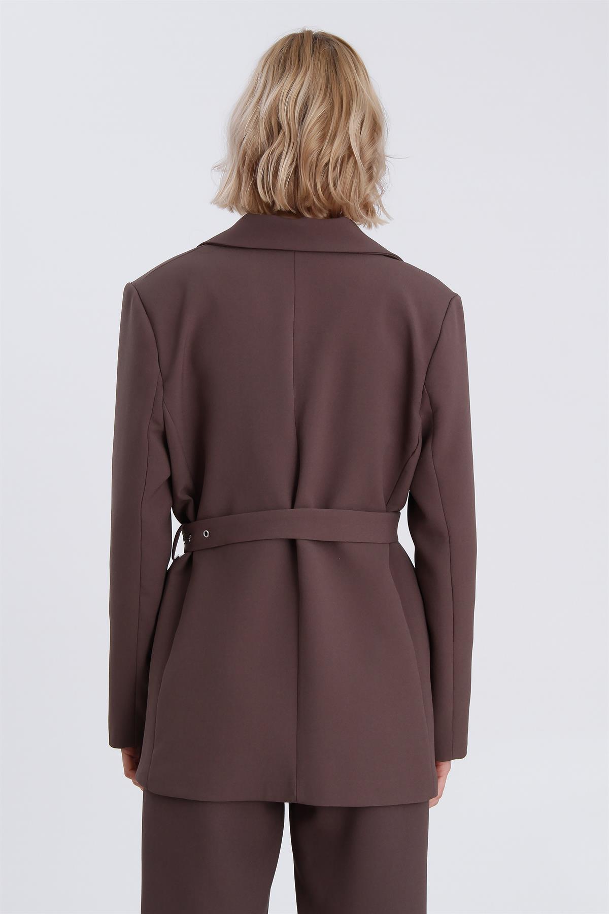 9367 KEMERLİ CEKET KAHVE