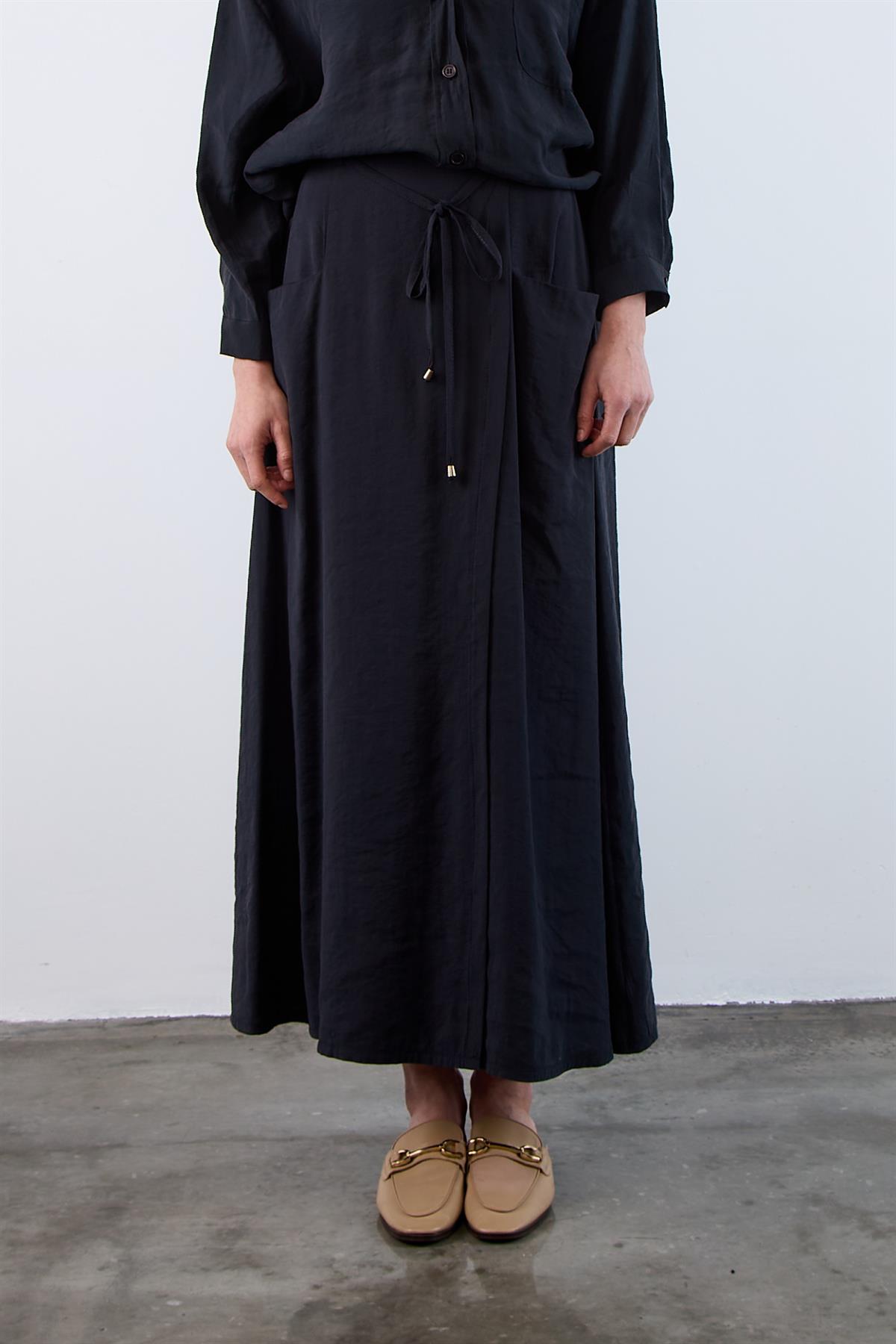 3264 LASTİKLİ ETEK SİYAH