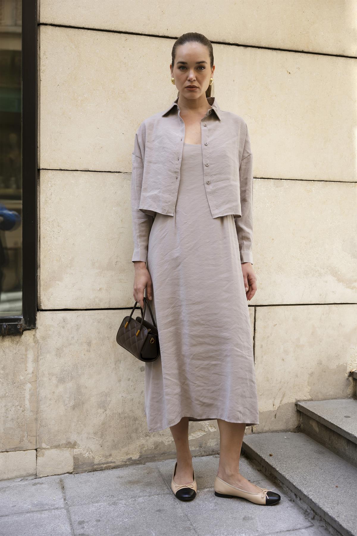 51153 GÖMLEK ELBİSE TAKIM VİZON