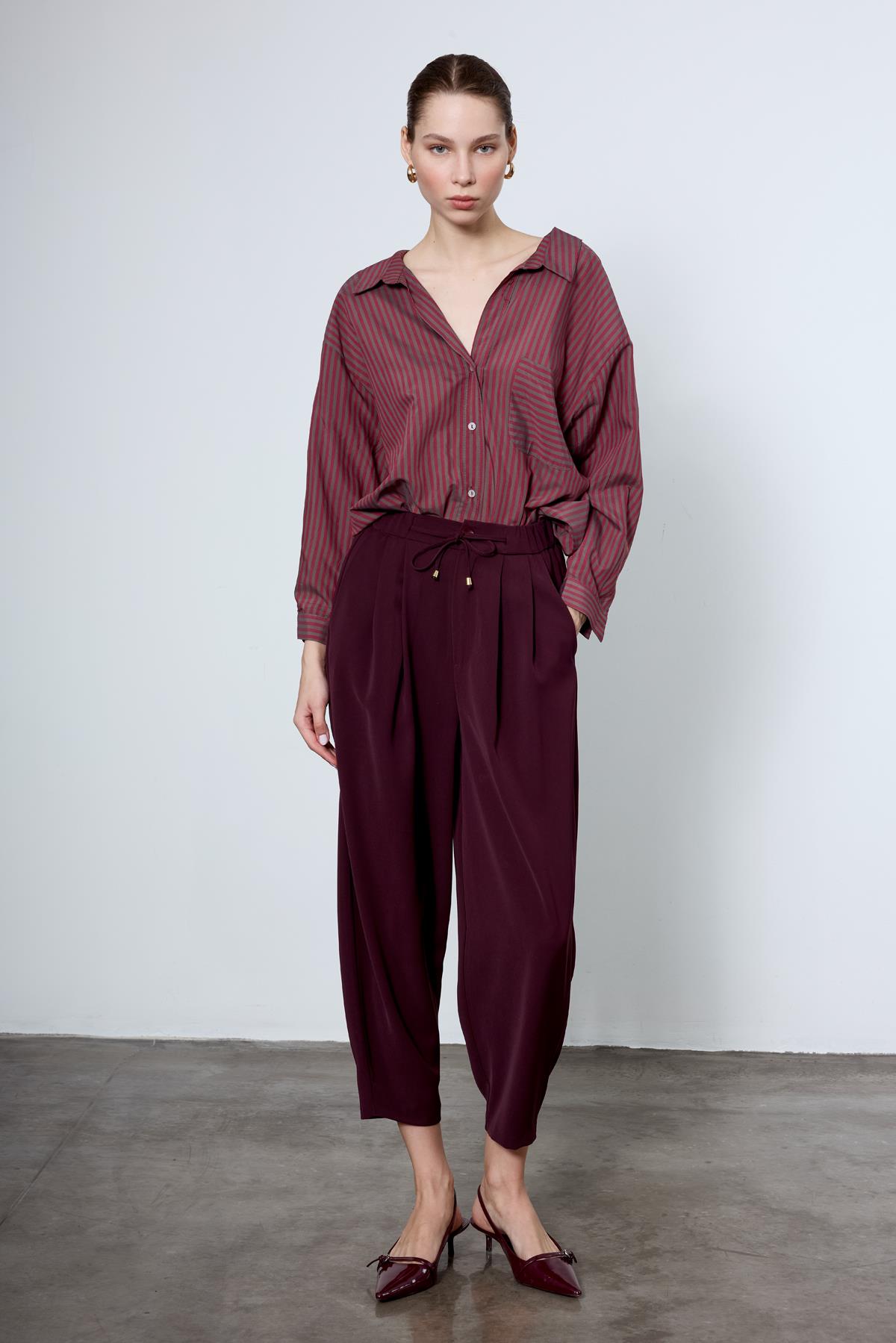 51111 PİLİLİ PANTOLON BORDO