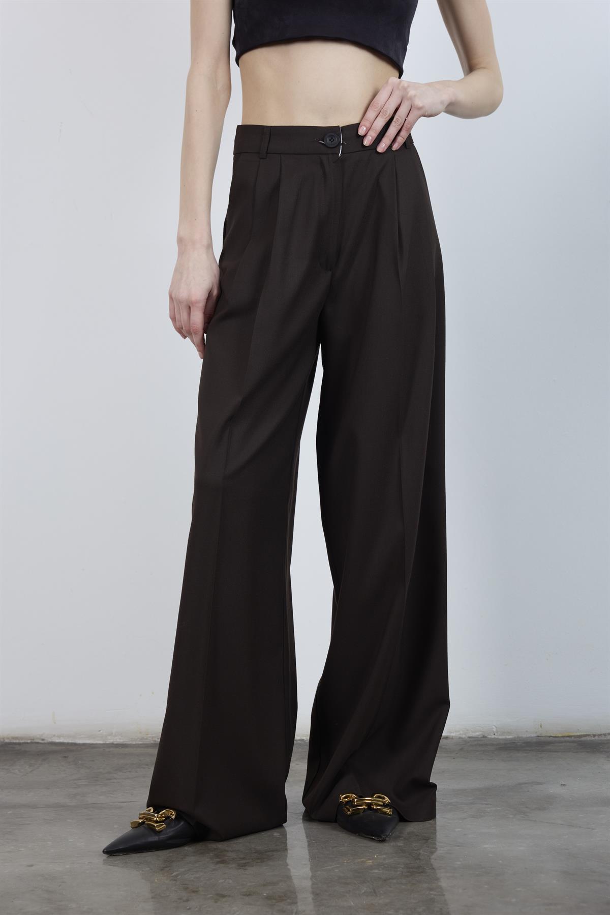 50997 POLİVİSKON PANTOLON KOYU KAHVE