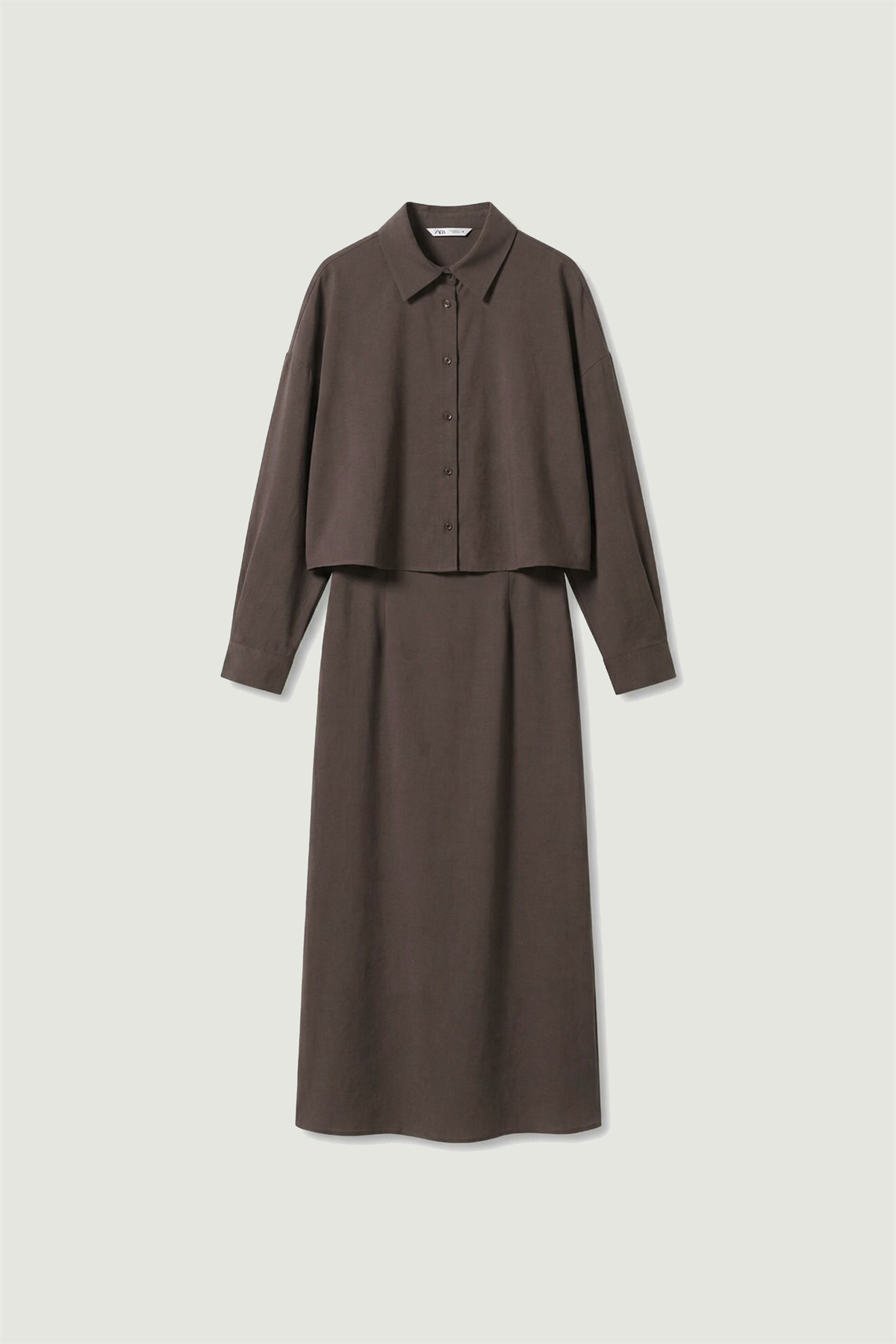 51153 GÖMLEK ELBİSE TAKIM KOYU KAHVE