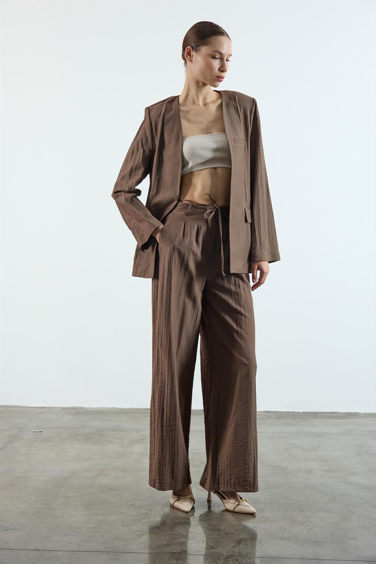 51128 CEKET PANTOLON TAKIM KOYU KAHVE