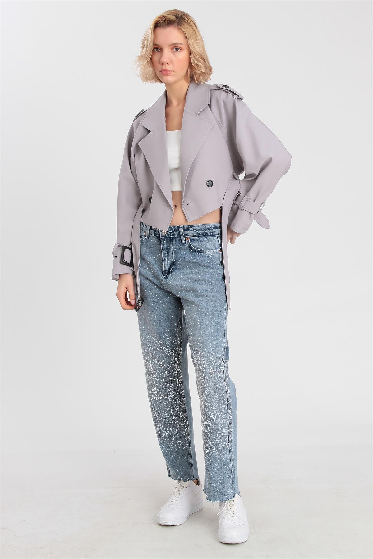 9306 REGLAN KISA CEKET GRİ