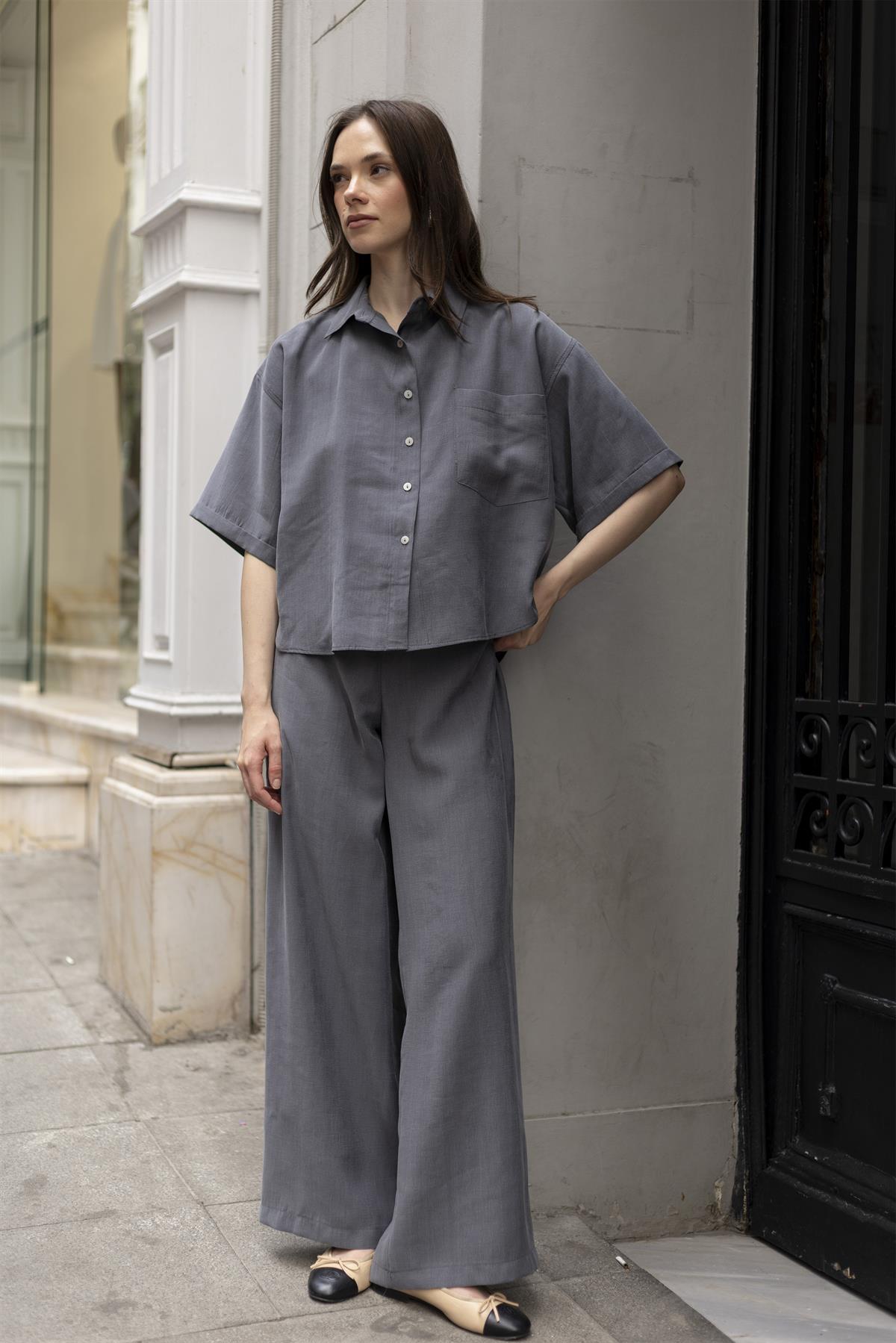 51156 GÖMLEK PANTOLON TAKIM ANTRASİT