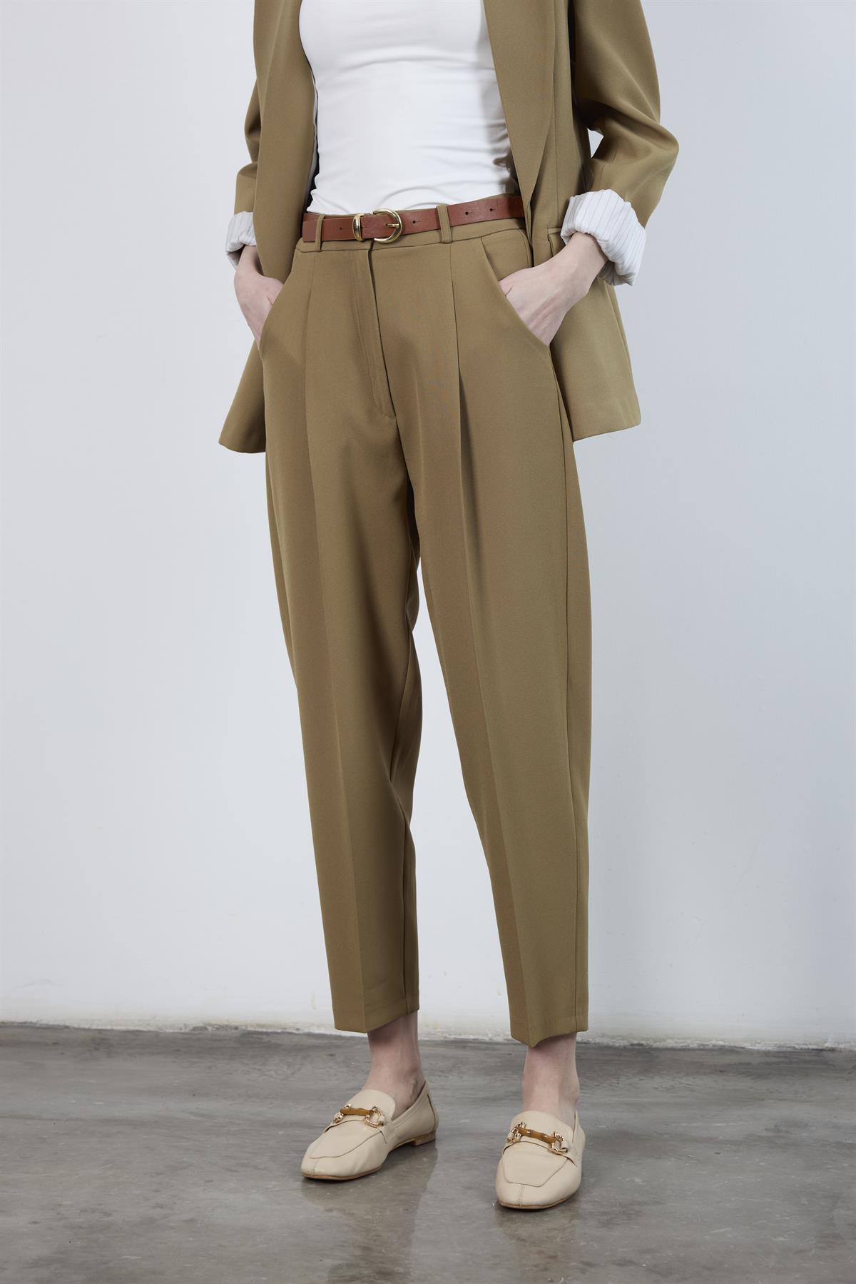 50938 KEMERLİ PANTOLON OLİVE