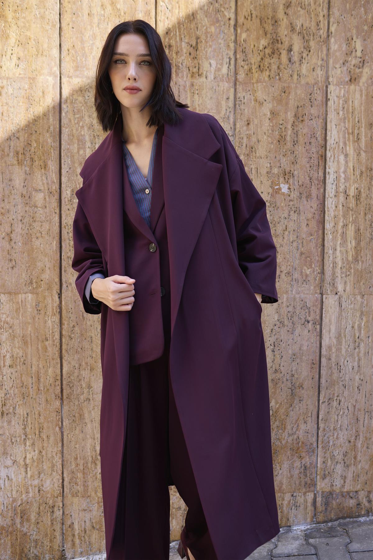 9617 POLİVİSKON UZUN TRENÇ MÜRDÜM