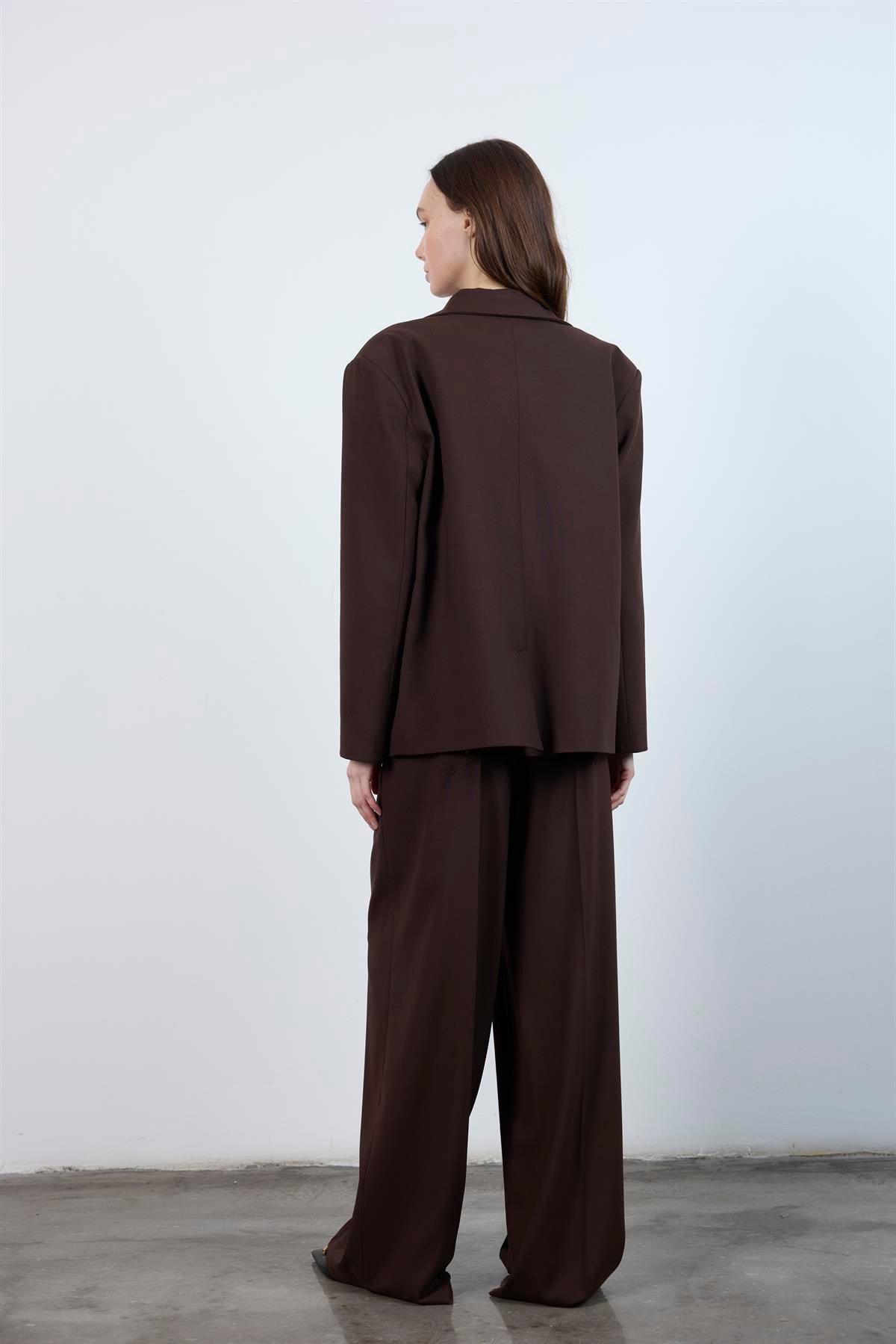 50949 POLİVİSKON PANTOLON KAHVE