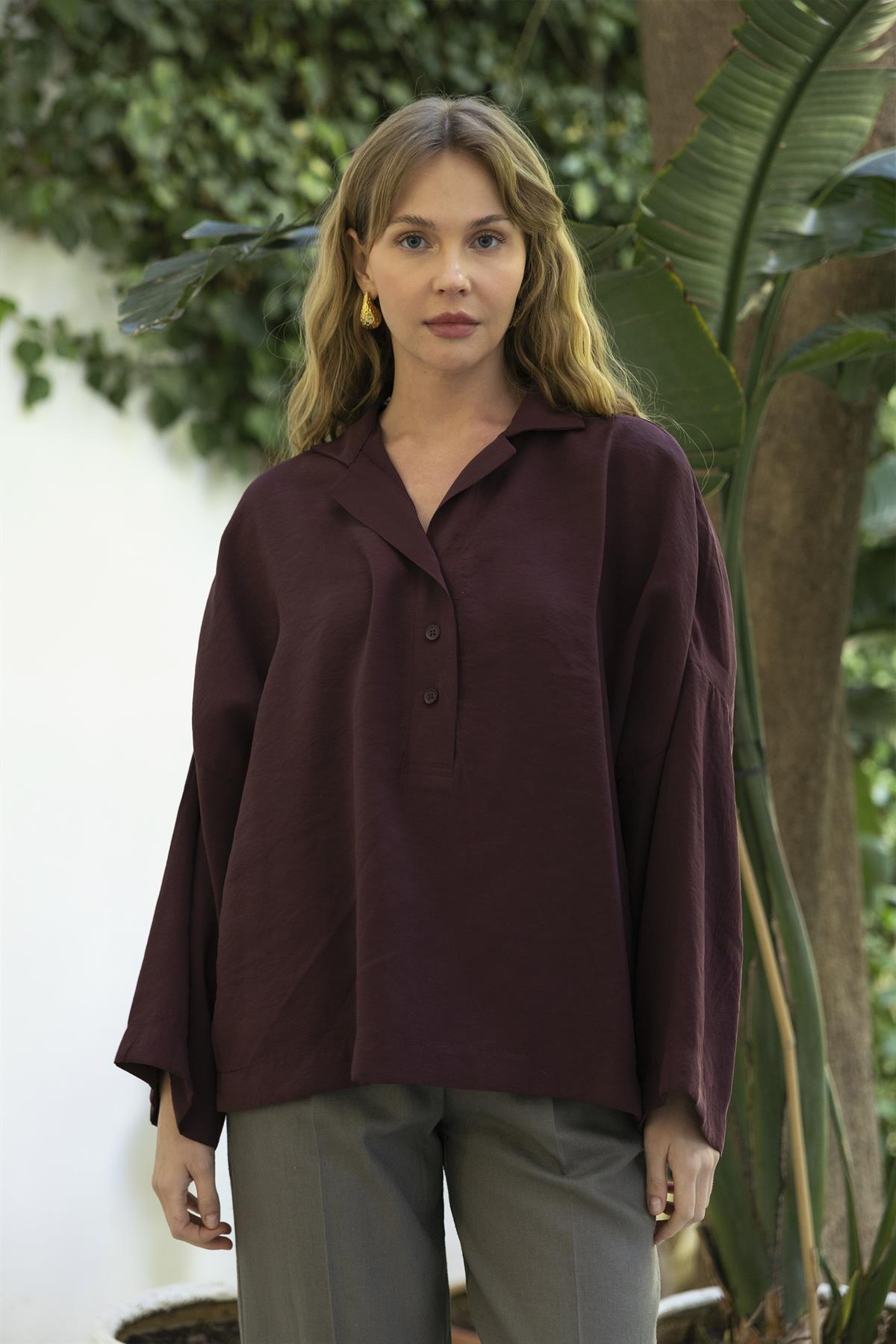 4953 POLO YAKA BLUZ MÜRDÜM