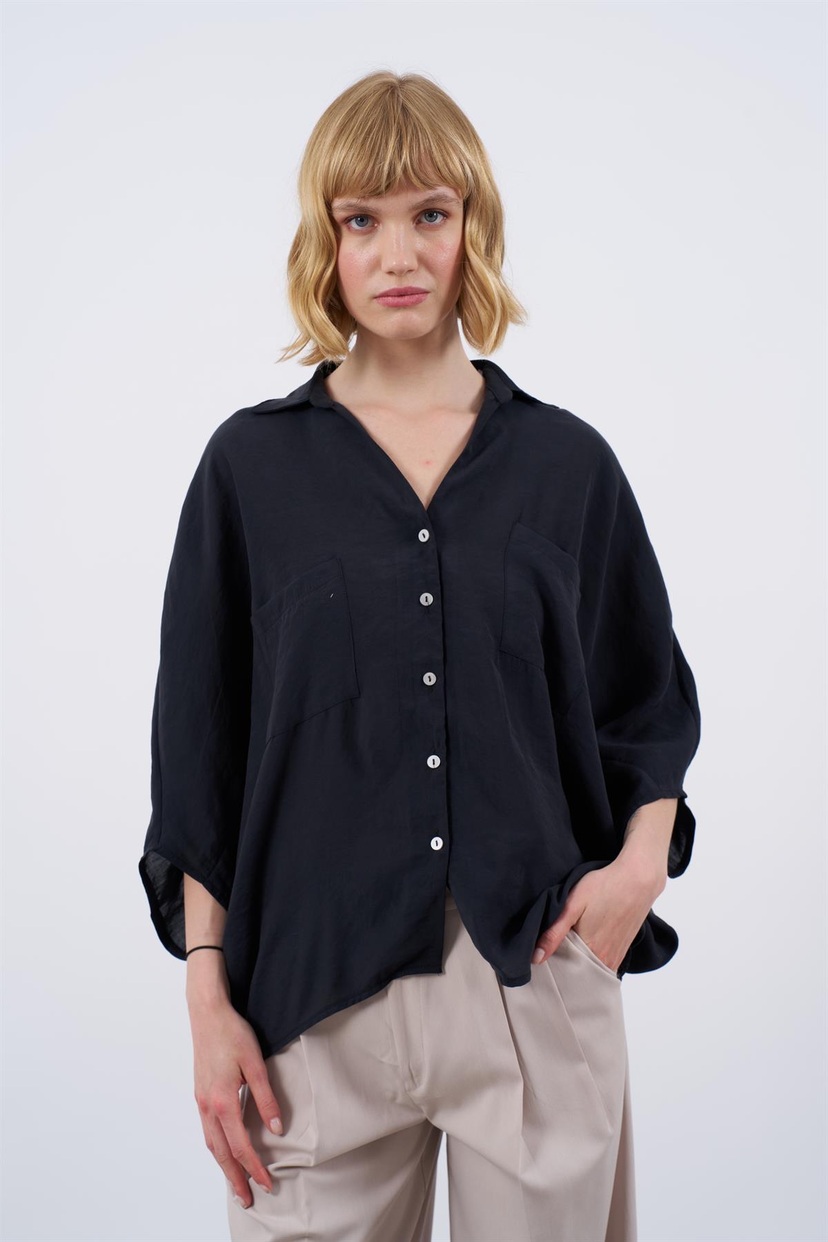 4925 OVERSIZE GÖMLEK SİYAH