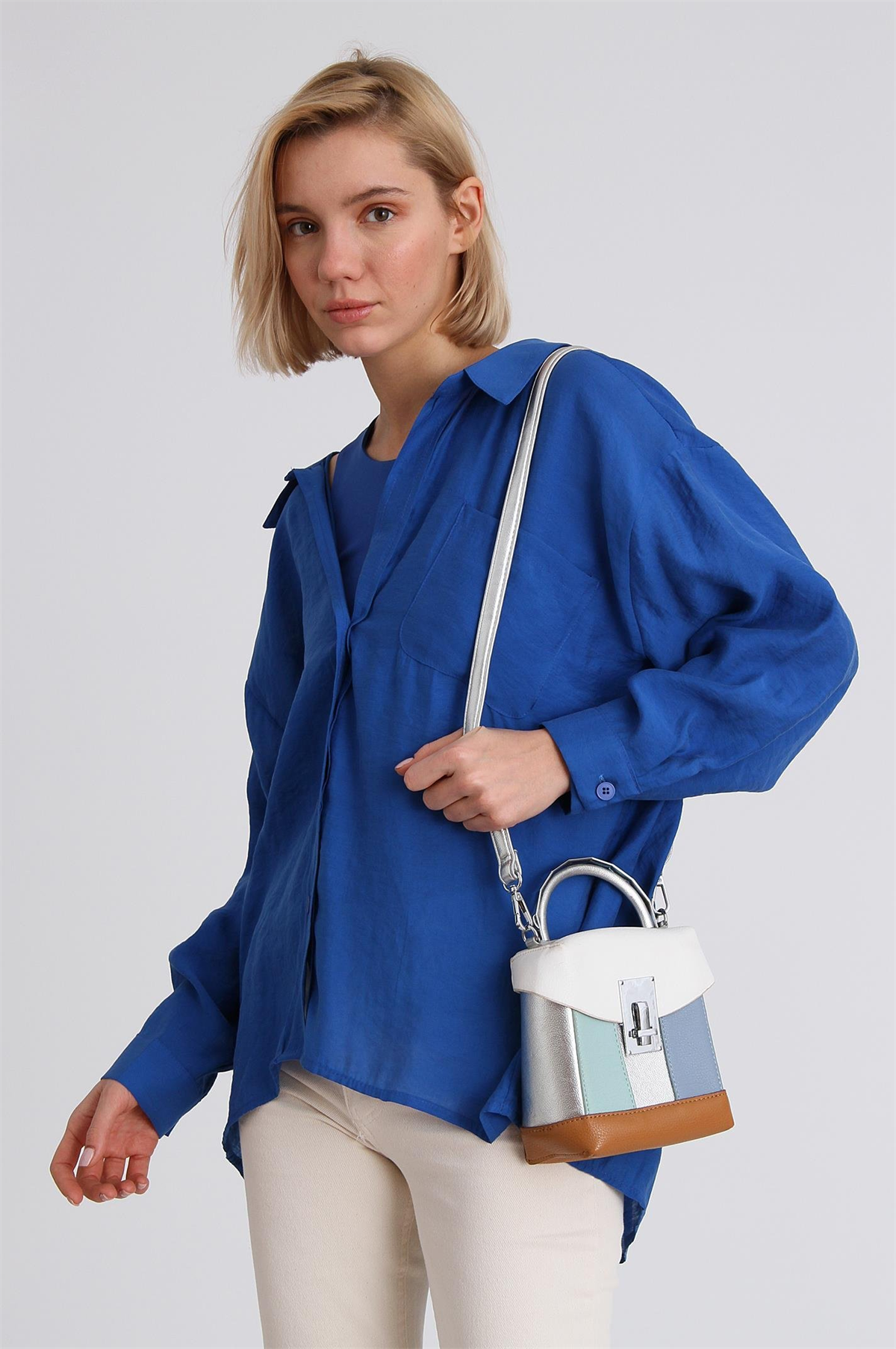 4612 DÜŞÜK OMUZLU OVERSİZE GÖMLEK SAX