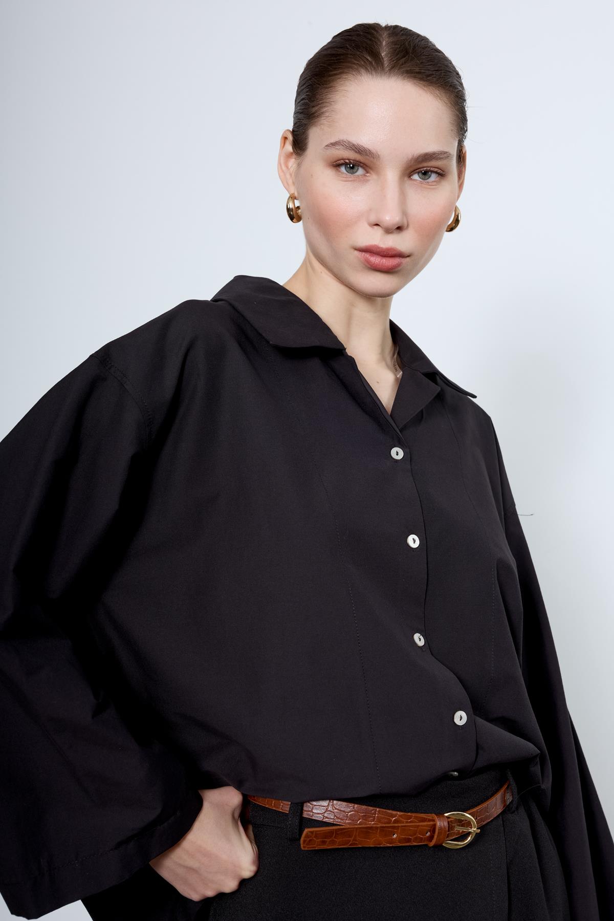 4952 OVERSIZE GÖMLEK SİYAH