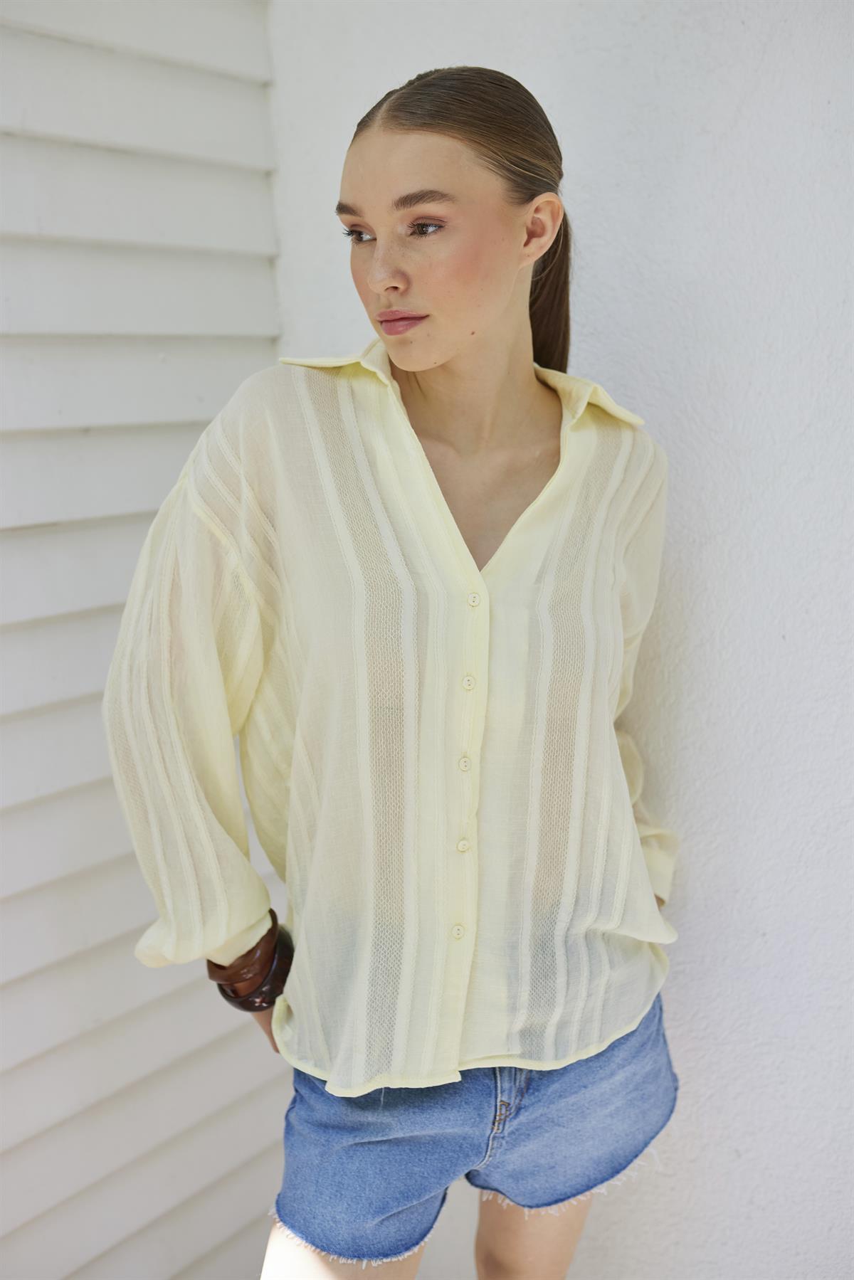 4914 TRANSPARAN GÖMLEK SARI