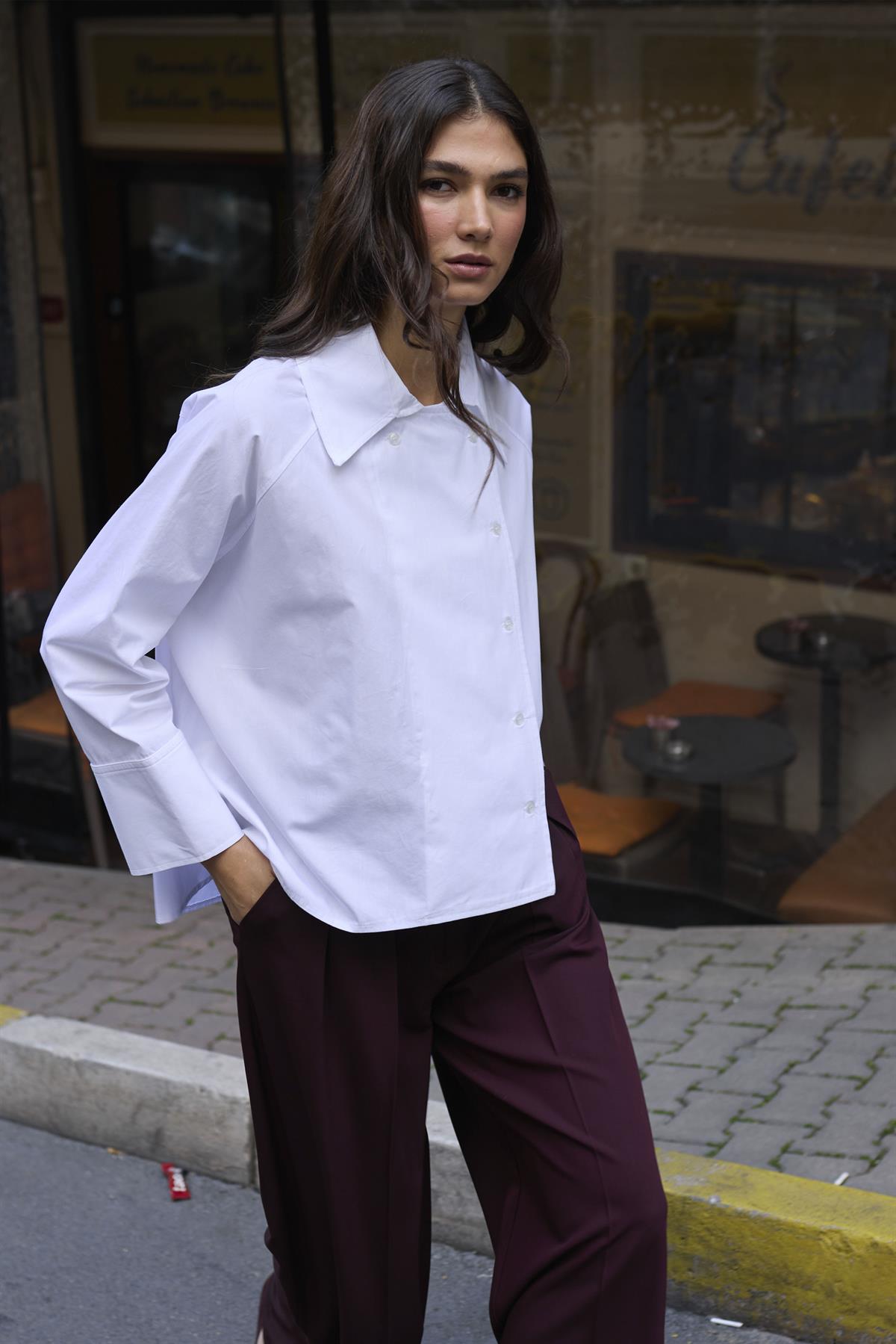 5001 REGLAN POPLİN GÖMLEK BEYAZ