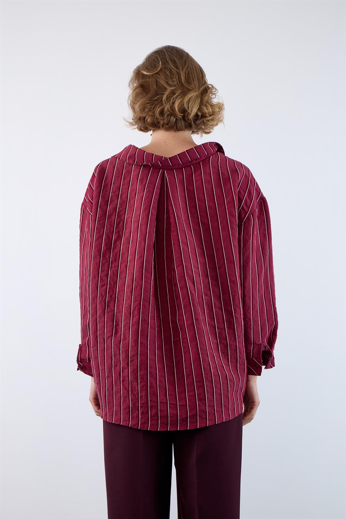 4758 OVERSIZE GÖMLEK(4612) BORDO