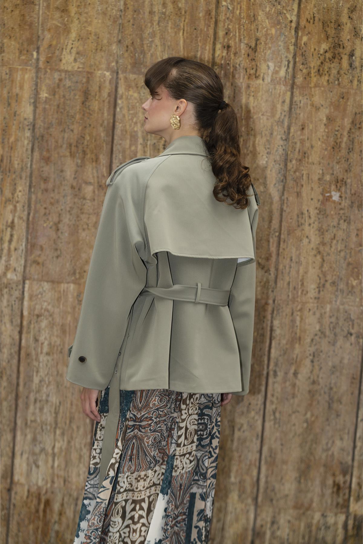 9587 ARA YAKALI TRENÇ HAKİ