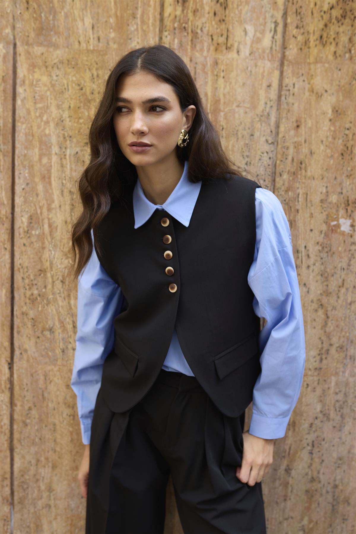 9595 YELEK PANTOLON TAKIM SİYAH