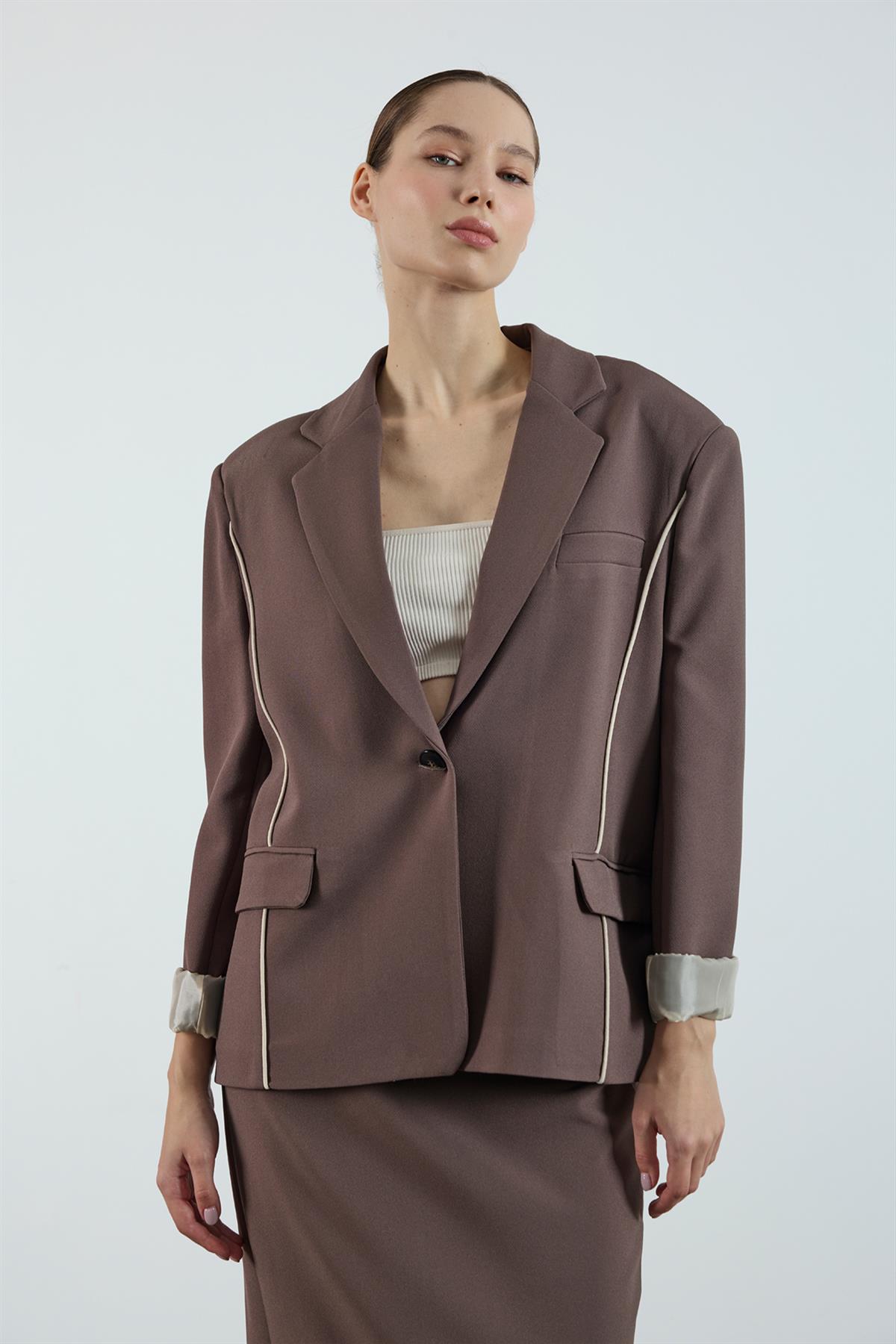 9555 BİYELİ CEKET KAHVE-TAŞ